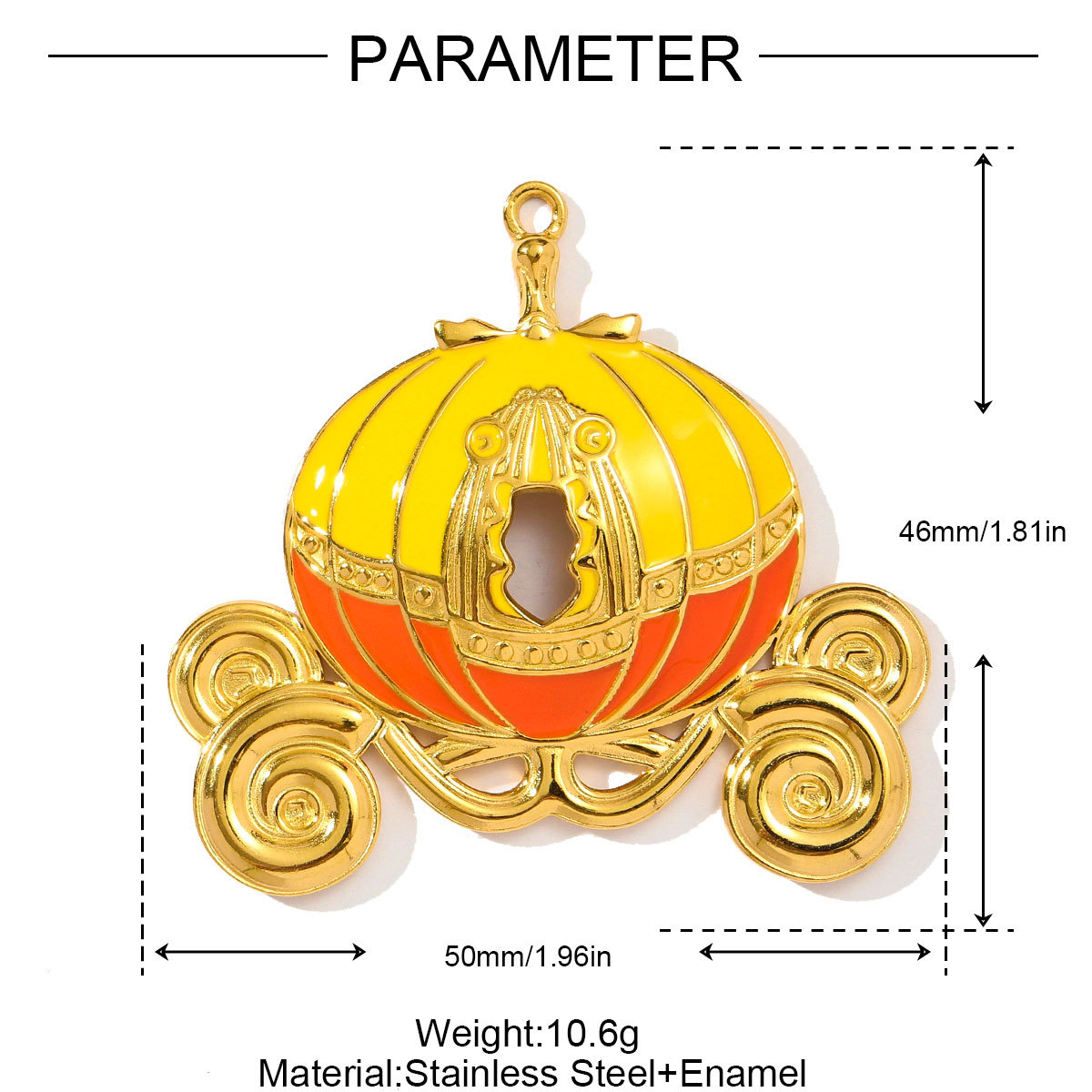 6pcs/pack Retro Stainless Steel Rhinestone Jack-O-Lantern Necklace Pendant Enamel Carriage DIY Charm Women Halloween Jewelry