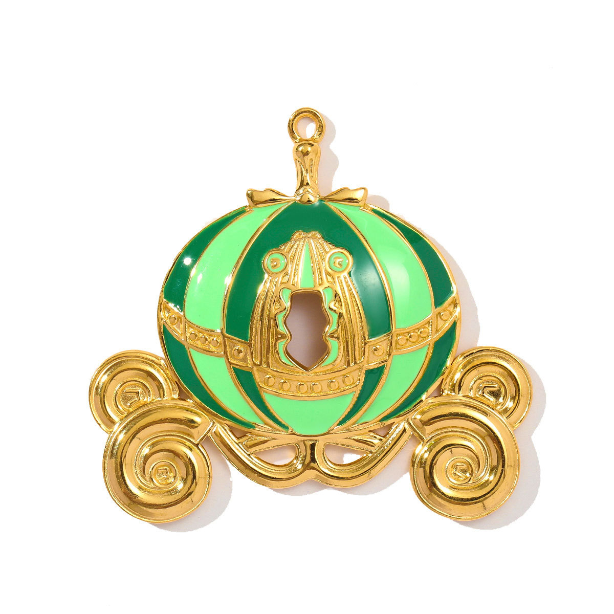6pcs/pack Retro Stainless Steel Rhinestone Jack-O-Lantern Necklace Pendant Enamel Carriage DIY Charm Women Halloween Jewelry