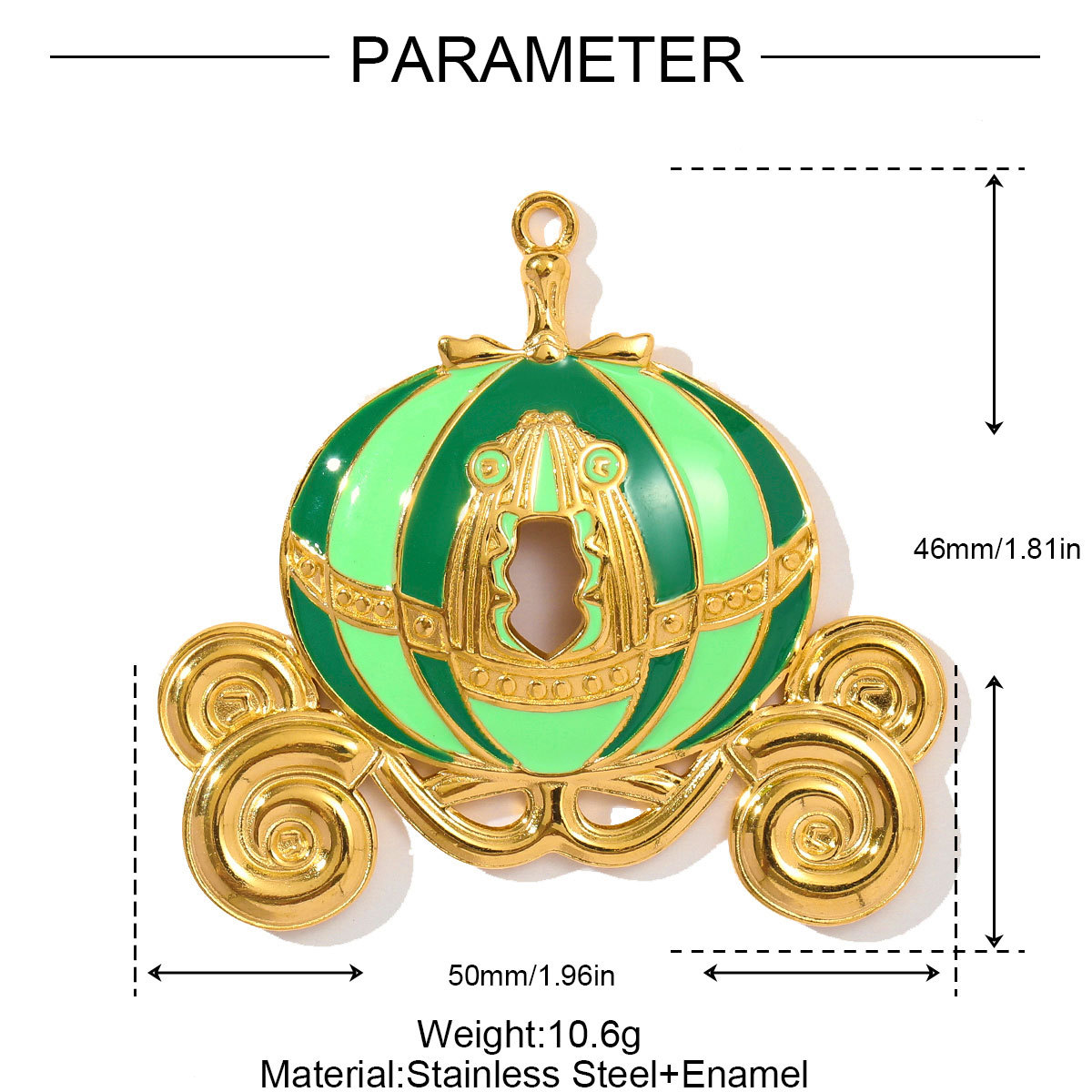 6pcs/pack Retro Stainless Steel Rhinestone Jack-O-Lantern Necklace Pendant Enamel Carriage DIY Charm Women Halloween Jewelry