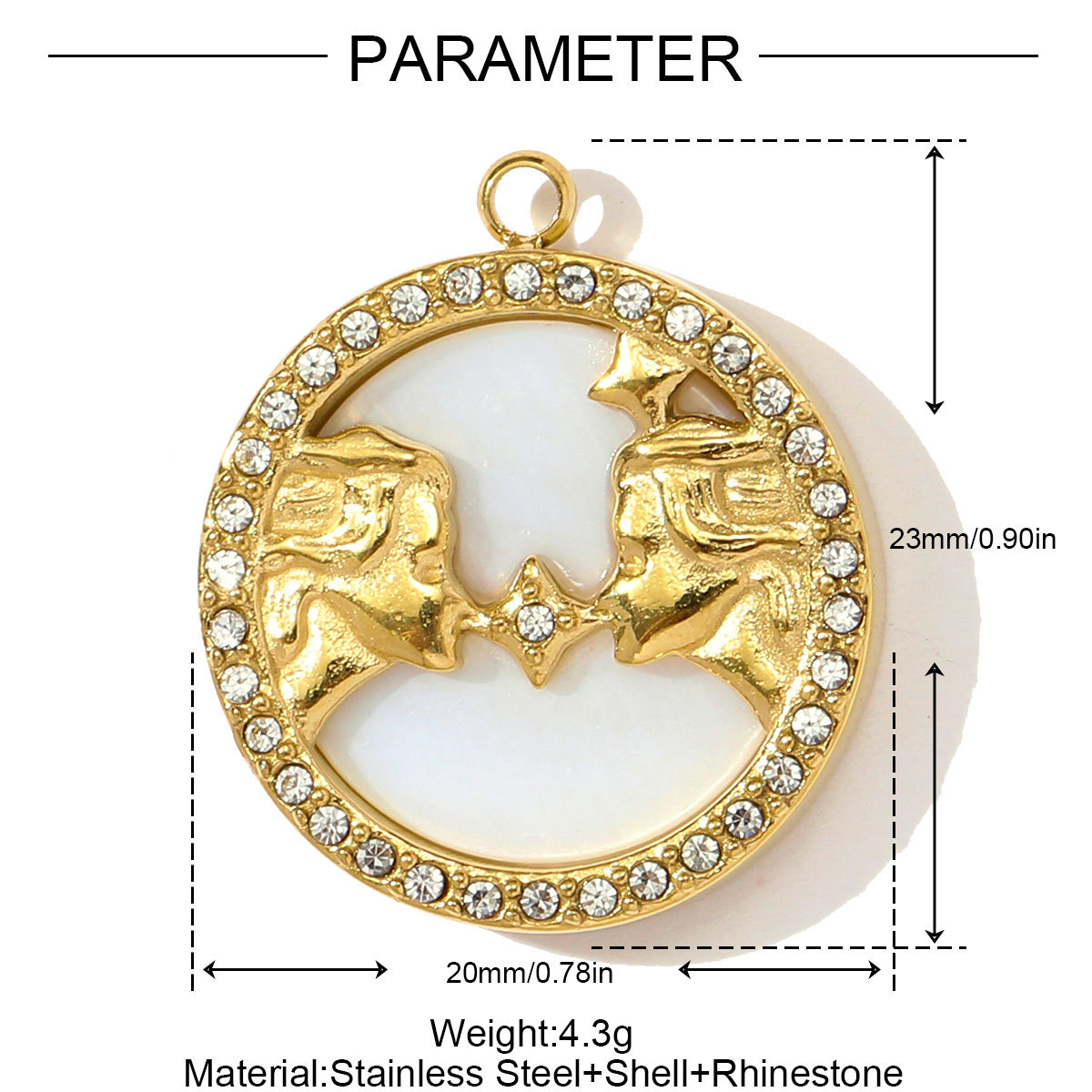 6pcs/pack French Rhinestone Zodiac Stainless Steel Necklace Pendant Shell Taurus Aries Virgo DIY Charm Women Star Signs Jewelry