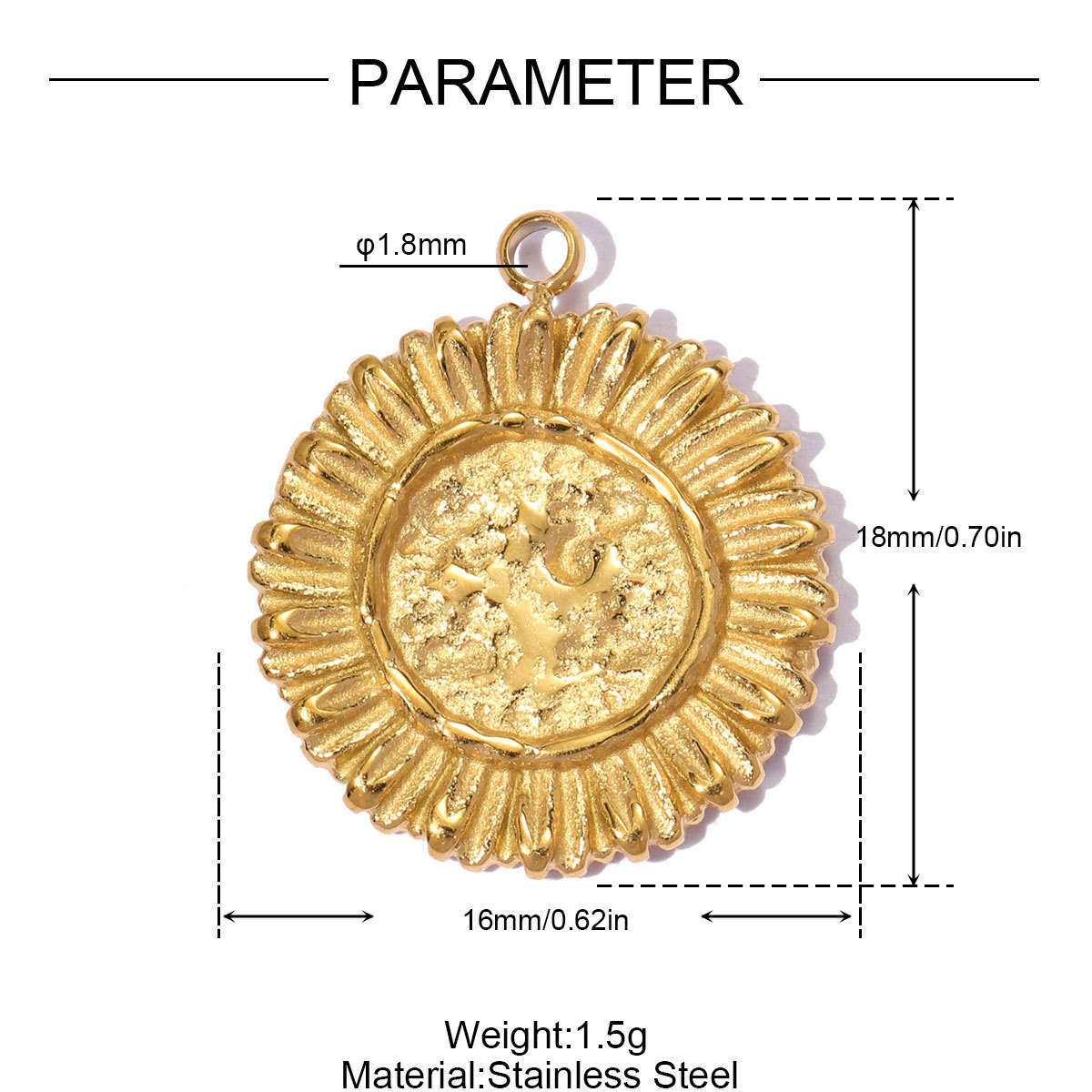 6pcs/pack Stainless Steel Sunflower Star DIY Bracelet Charms Rhinestone Heart Necklace Pendant Woman Sun Crab Jewelry Wholesale