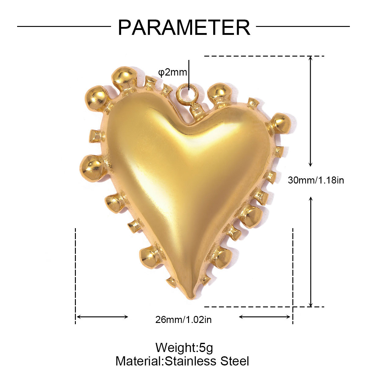 6pcs/pack French Retro Stainless Steel Love Heart DIY Charms Large Heart Necklace Pendants Woman Shell Waterdrop Jewelry Wholesale