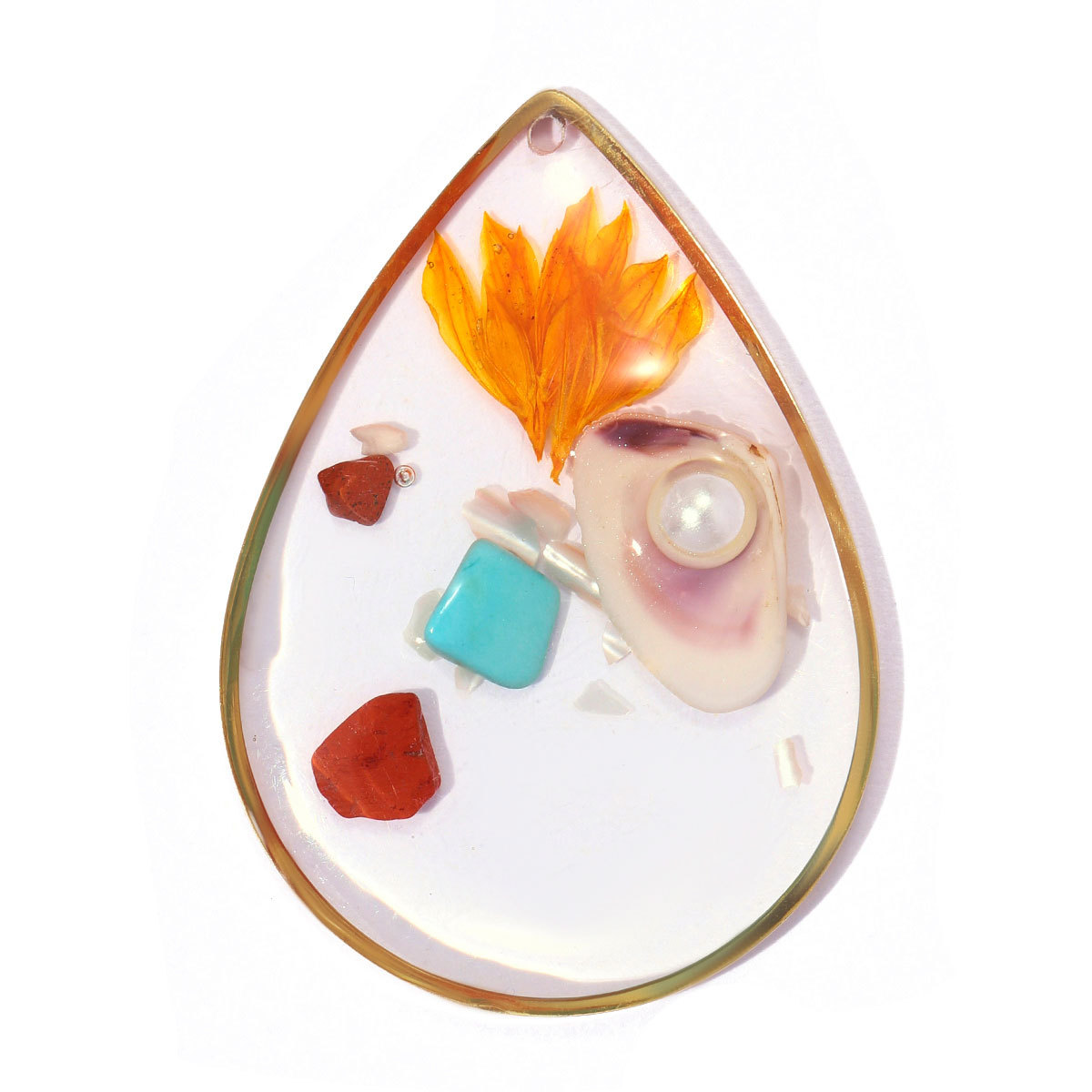 6pcs/pack French Retro Stainless Steel Love Heart DIY Charms Large Heart Necklace Pendants Woman Shell Waterdrop Jewelry Wholesale