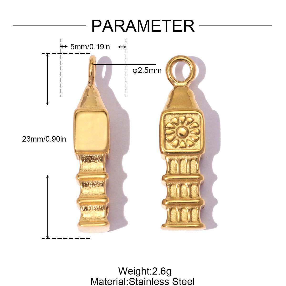 6pcs/pack Stainless Steel Cood Karma  Lucky Poker DIY Charms Bell Tower Clover Necklace Pendants Woman Coffee Cup Jewelry Wholesale