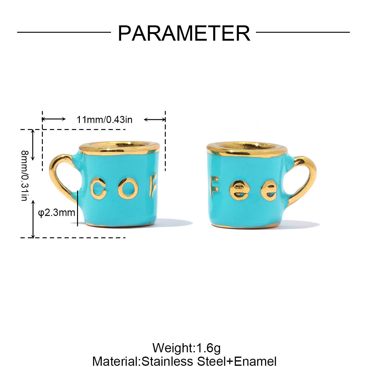 6pcs/pack Stainless Steel Cood Karma  Lucky Poker DIY Charms Bell Tower Clover Necklace Pendants Woman Coffee Cup Jewelry Wholesale