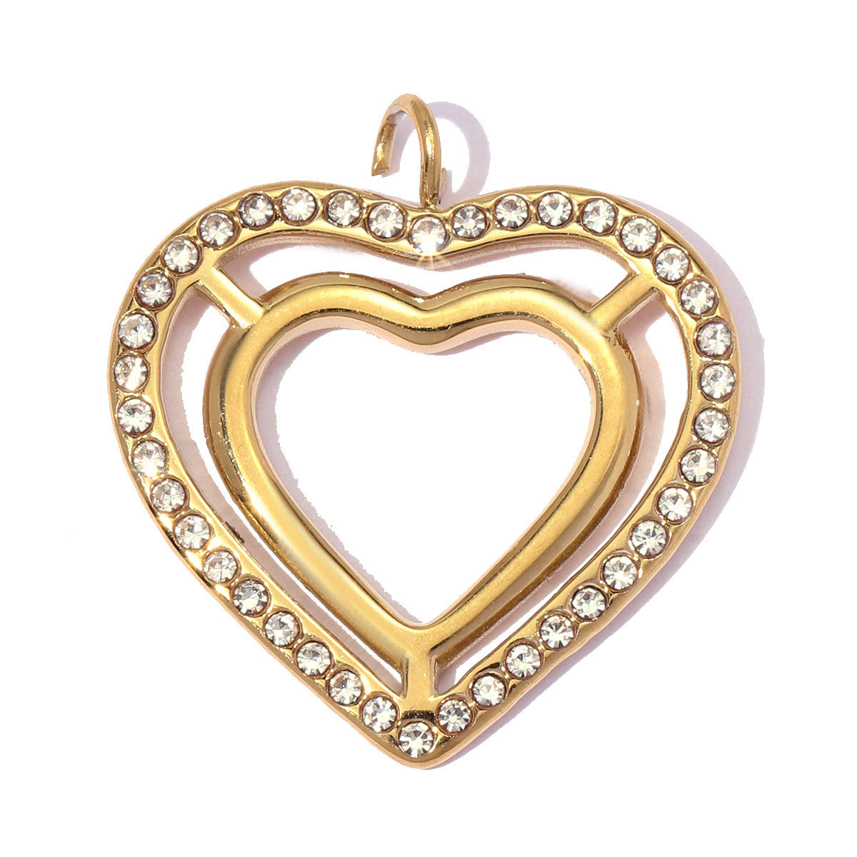 6pcs/pack Stainless Steel Zircon Lucky Clover DIY Charms Rhinestone Star Necklace Pendants Woman Love Heart Jewelry Wholesale