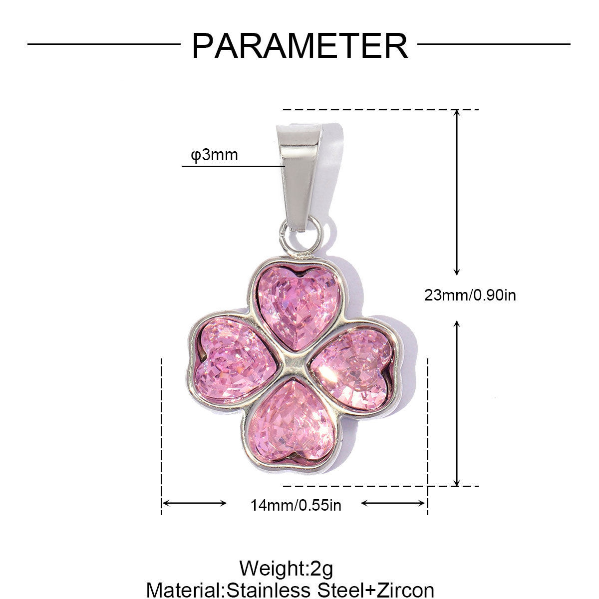 6pcs/pack Stainless Steel Zircon Lucky Clover DIY Charms Rhinestone Star Necklace Pendants Woman Love Heart Jewelry Wholesale
