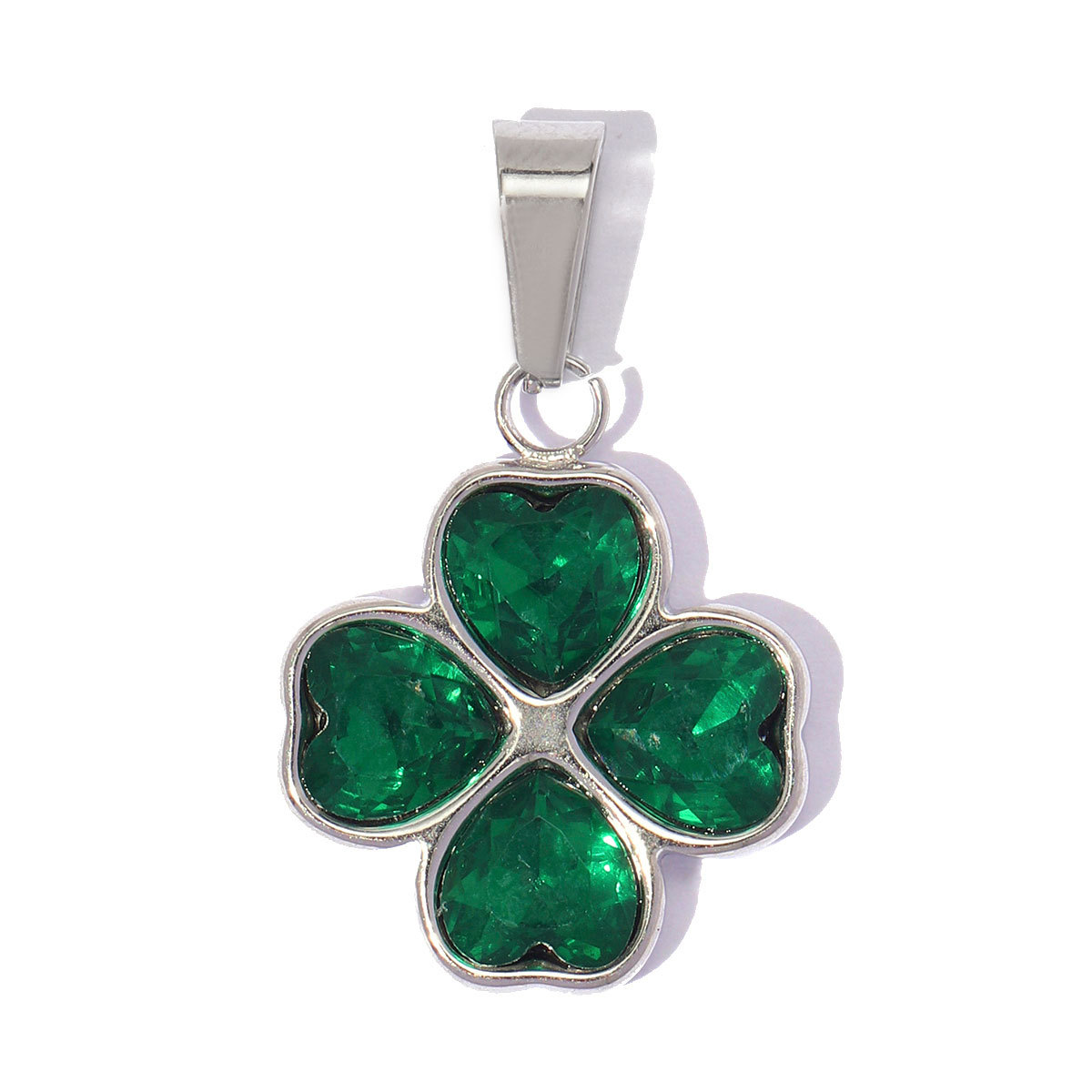 6pcs/pack Stainless Steel Zircon Lucky Clover DIY Charms Rhinestone Star Necklace Pendants Woman Love Heart Jewelry Wholesale