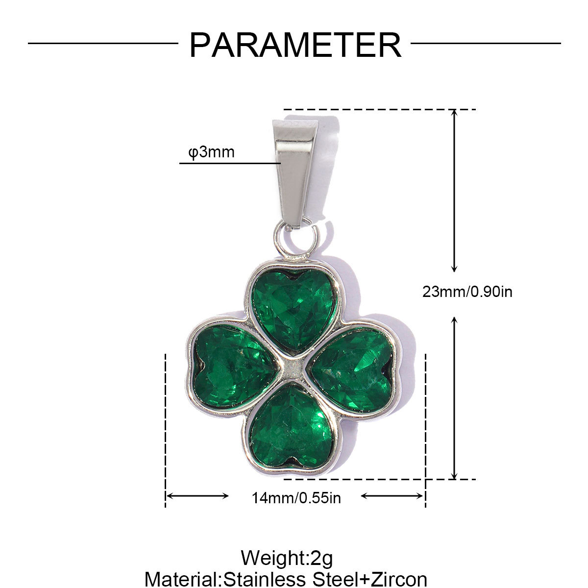 6pcs/pack Stainless Steel Zircon Lucky Clover DIY Charms Rhinestone Star Necklace Pendants Woman Love Heart Jewelry Wholesale