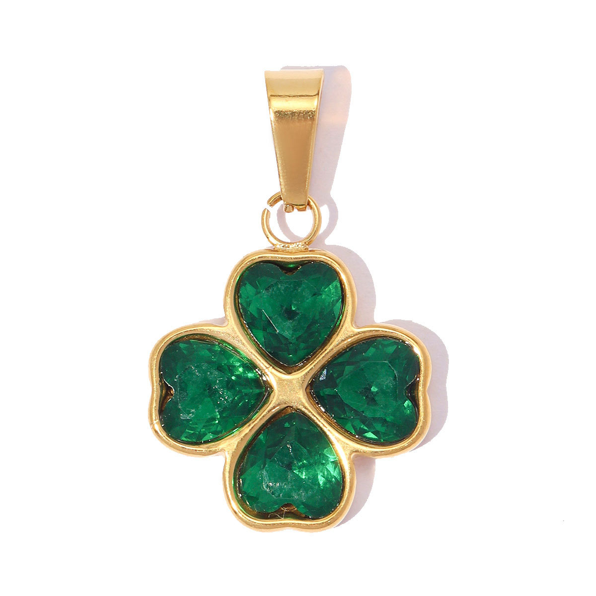 6pcs/pack Stainless Steel Zircon Lucky Clover DIY Charms Rhinestone Star Necklace Pendants Woman Love Heart Jewelry Wholesale