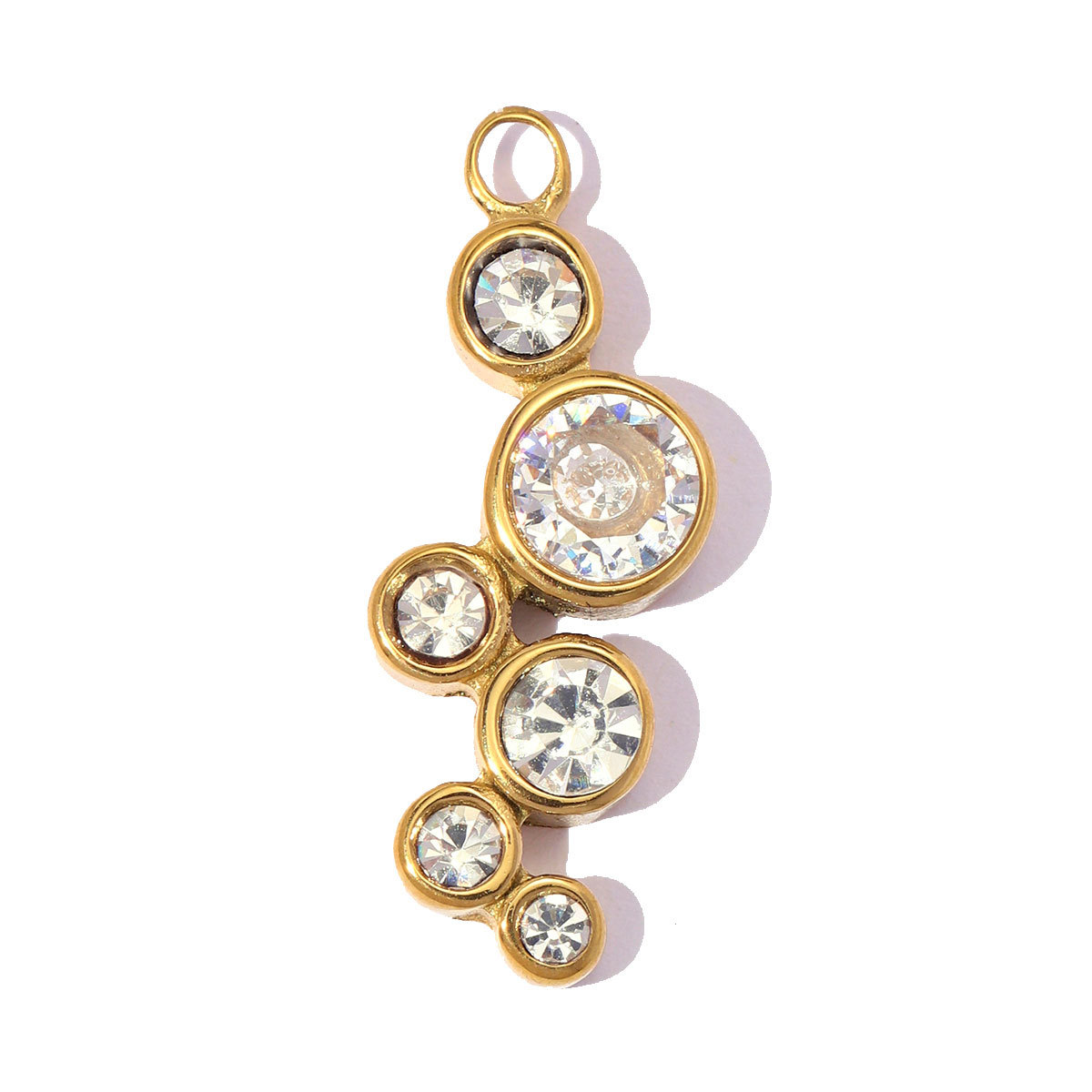 6pcs/pack Stainless Steel Rhinestone Skull DIY Earring Charms Geometric Square Necklace Pendants Woman Eye Heart Jewelry Wholesale