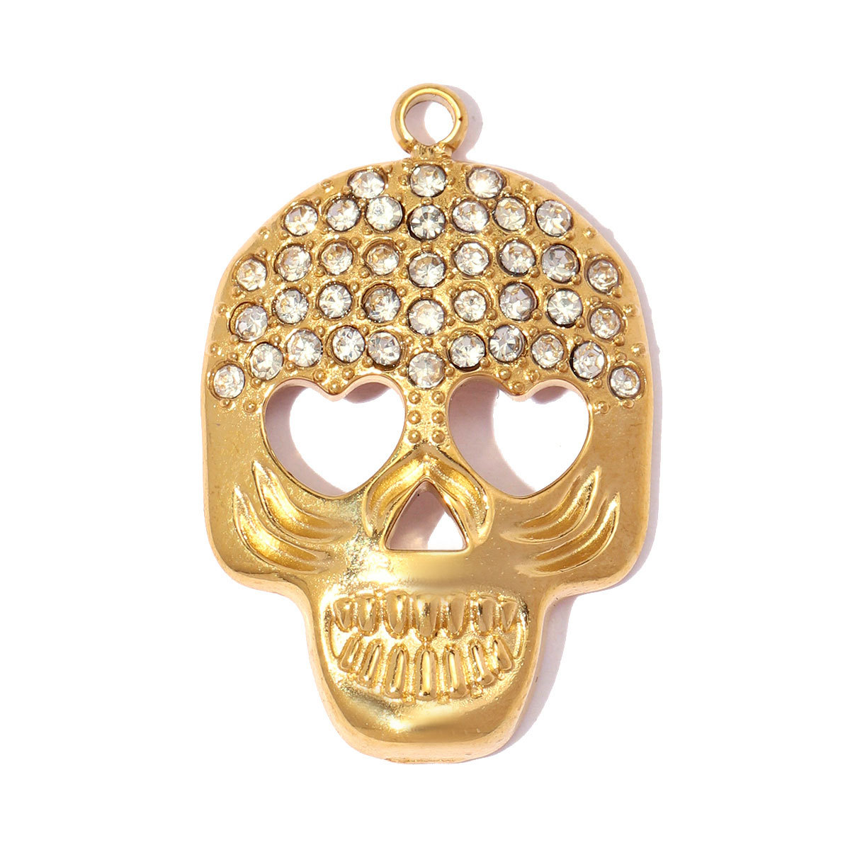 6pcs/pack Stainless Steel Rhinestone Skull DIY Earring Charms Geometric Square Necklace Pendants Woman Eye Heart Jewelry Wholesale