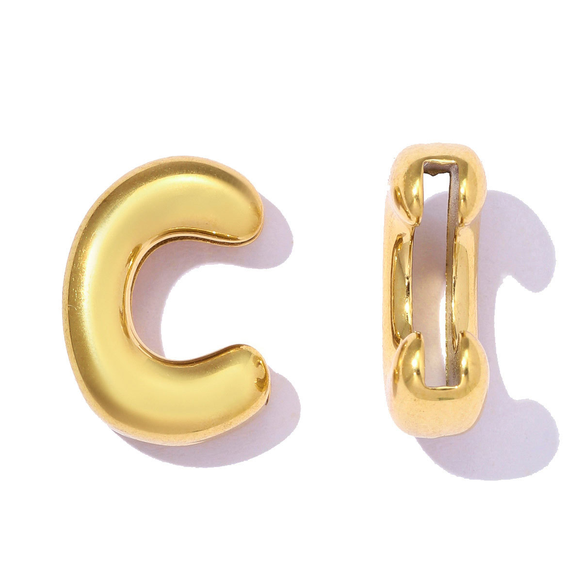 6pcs/pack Stainless Steel 18k Real Gold Plated Bubble Initial Letter Necklace Pendants A-Z Alphabet DIY Charms Women Name Jewelry