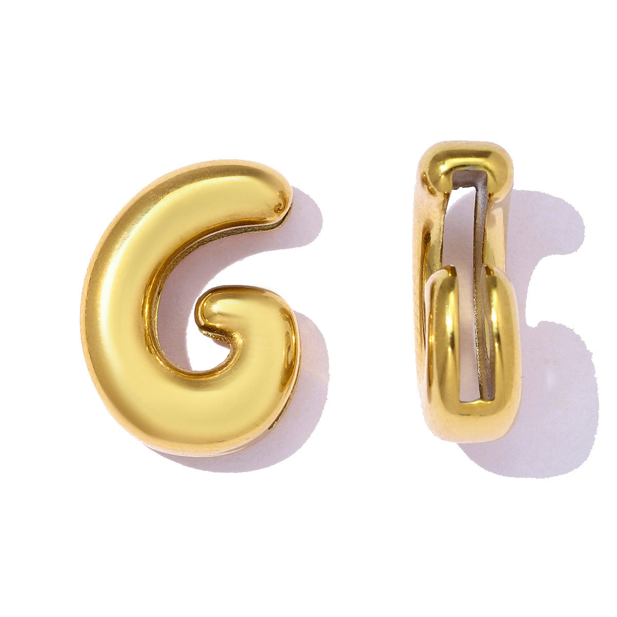 6pcs/pack Stainless Steel 18k Real Gold Plated Bubble Initial Letter Necklace Pendants A-Z Alphabet DIY Charms Women Name Jewelry