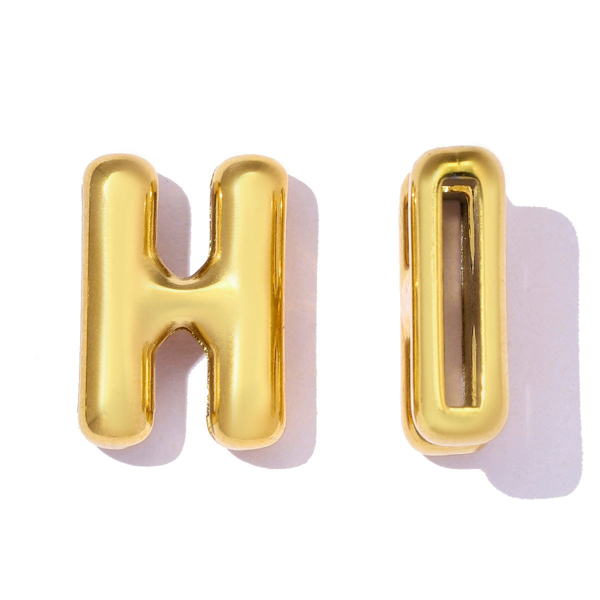 6pcs/pack Stainless Steel 18k Real Gold Plated Bubble Initial Letter Necklace Pendants A-Z Alphabet DIY Charms Women Name Jewelry