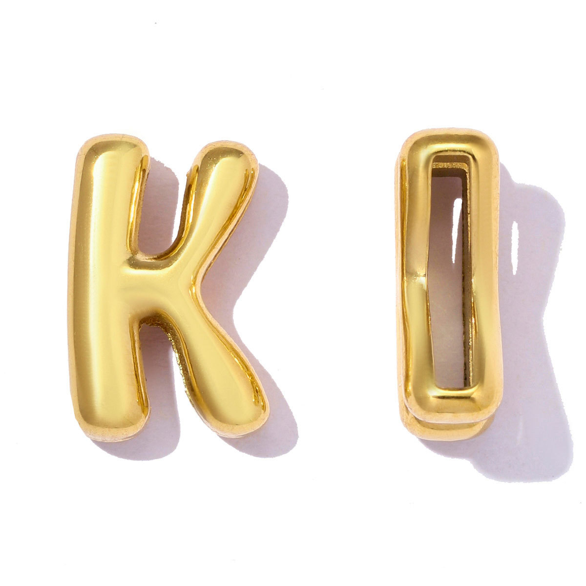 6pcs/pack Stainless Steel 18k Real Gold Plated Bubble Initial Letter Necklace Pendants A-Z Alphabet DIY Charms Women Name Jewelry