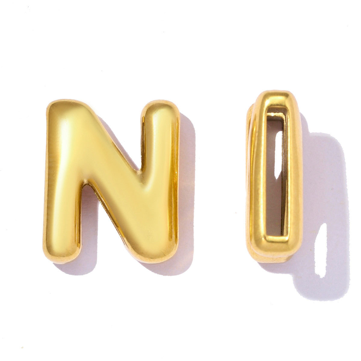6pcs/pack Stainless Steel 18k Real Gold Plated Bubble Initial Letter Necklace Pendants A-Z Alphabet DIY Charms Women Name Jewelry