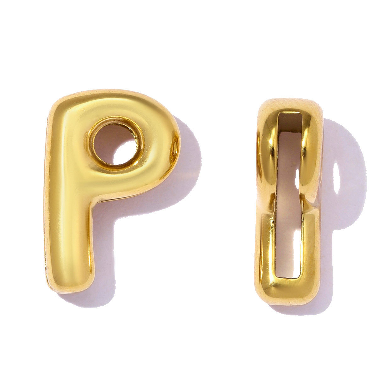 6pcs/pack Stainless Steel 18k Real Gold Plated Bubble Initial Letter Necklace Pendants A-Z Alphabet DIY Charms Women Name Jewelry