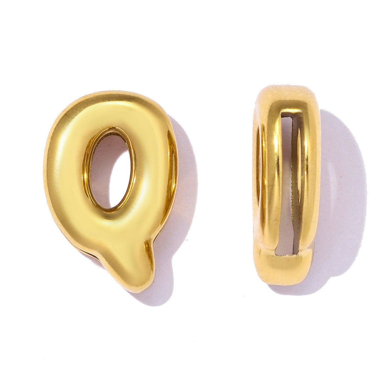 6pcs/pack Stainless Steel 18k Real Gold Plated Bubble Initial Letter Necklace Pendants A-Z Alphabet DIY Charms Women Name Jewelry