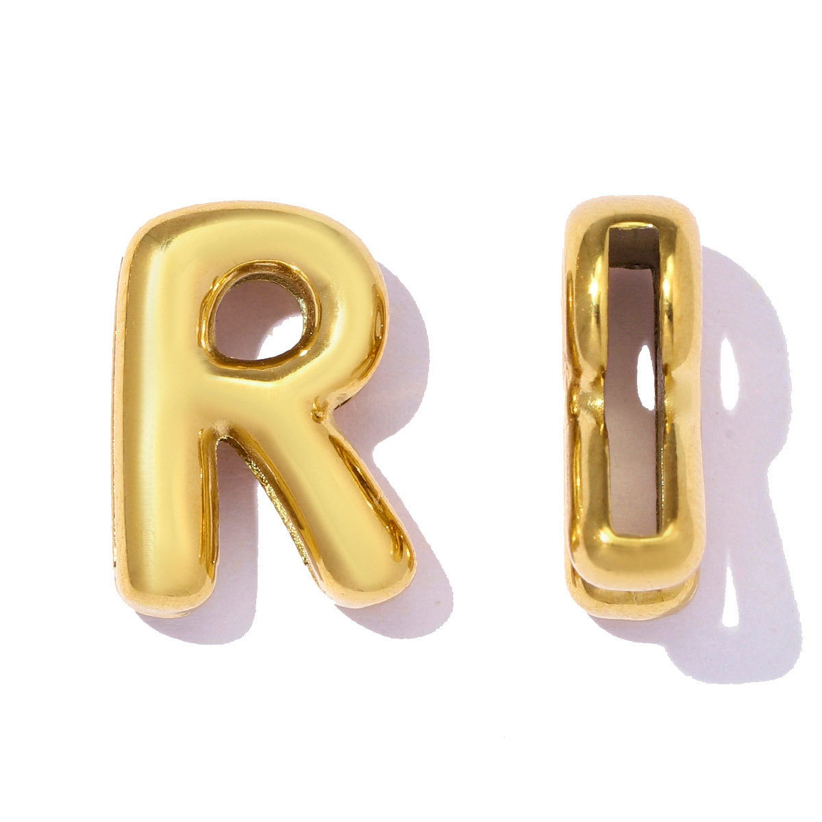 6pcs/pack Stainless Steel 18k Real Gold Plated Bubble Initial Letter Necklace Pendants A-Z Alphabet DIY Charms Women Name Jewelry