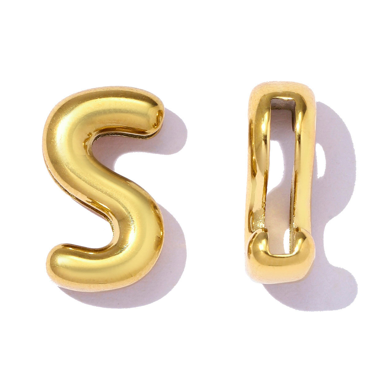 6pcs/pack Stainless Steel 18k Real Gold Plated Bubble Initial Letter Necklace Pendants A-Z Alphabet DIY Charms Women Name Jewelry