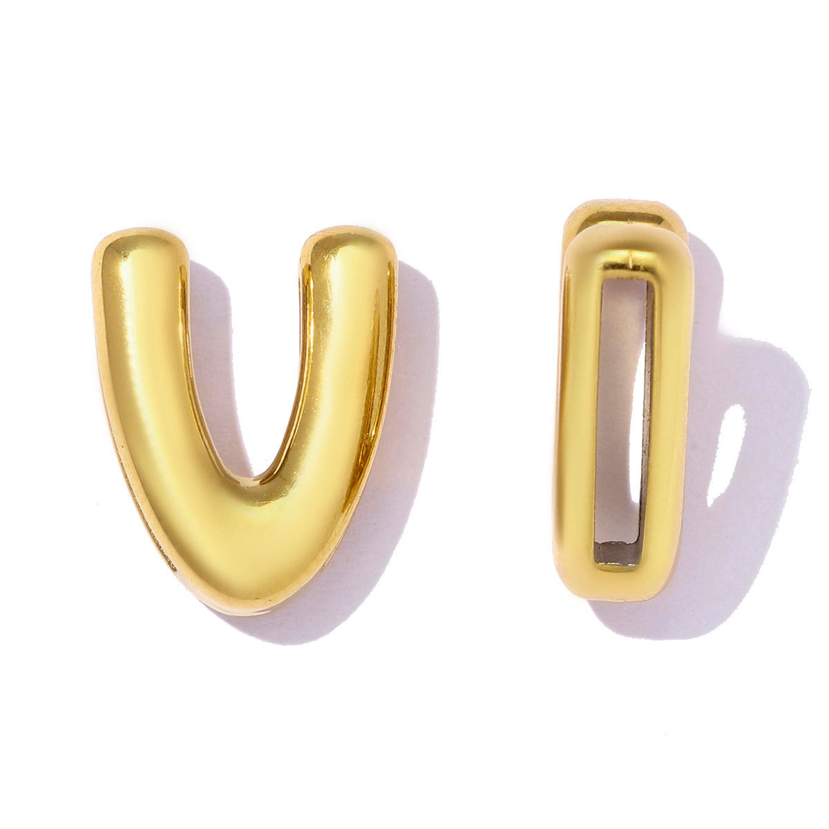 6pcs/pack Stainless Steel 18k Real Gold Plated Bubble Initial Letter Necklace Pendants A-Z Alphabet DIY Charms Women Name Jewelry