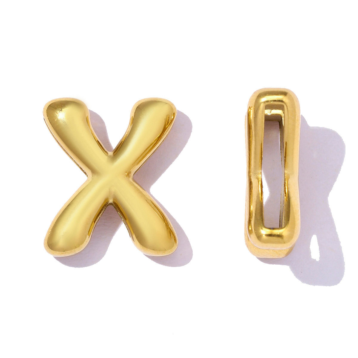 6pcs/pack Stainless Steel 18k Real Gold Plated Bubble Initial Letter Necklace Pendants A-Z Alphabet DIY Charms Women Name Jewelry