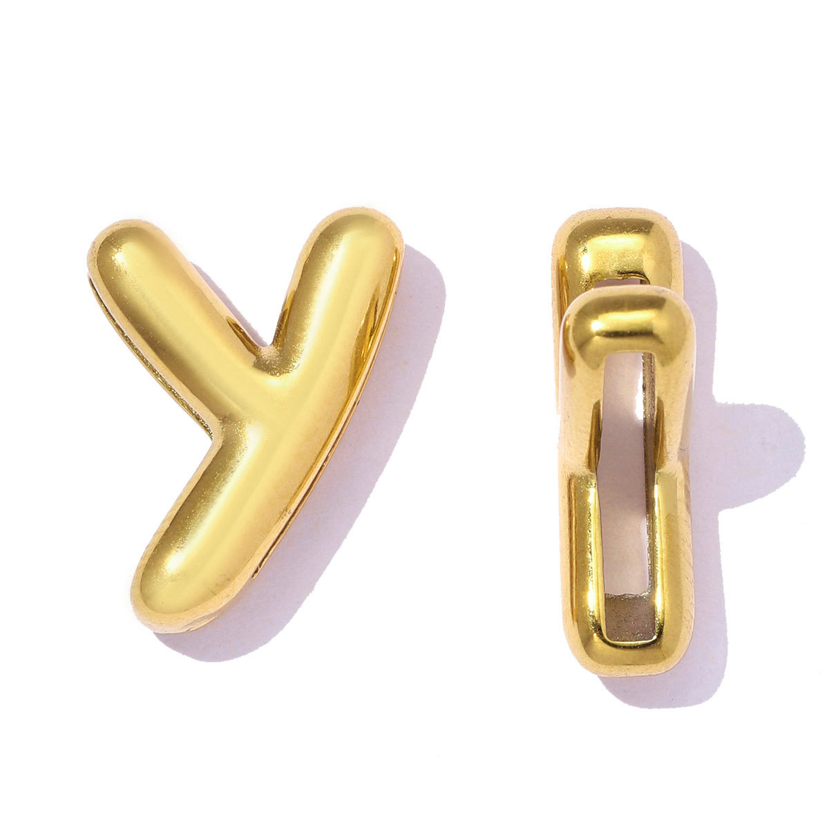 6pcs/pack Stainless Steel 18k Real Gold Plated Bubble Initial Letter Necklace Pendants A-Z Alphabet DIY Charms Women Name Jewelry