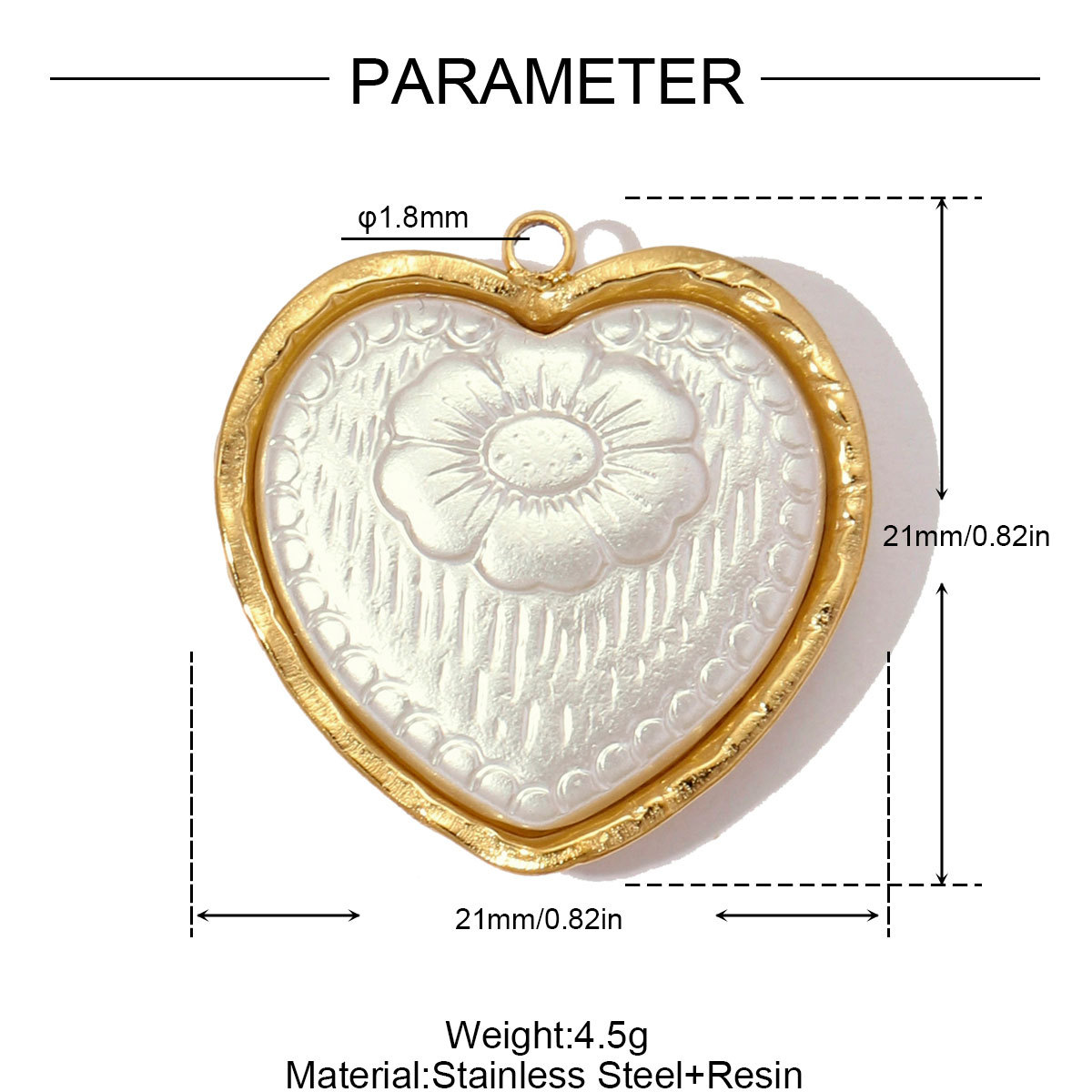 6pcs/pack Stainless Steel Relief Resin Sunflower Conch DIY Charm Love Heart Star Necklace Pendant Women Finger Jewelry Wholesale