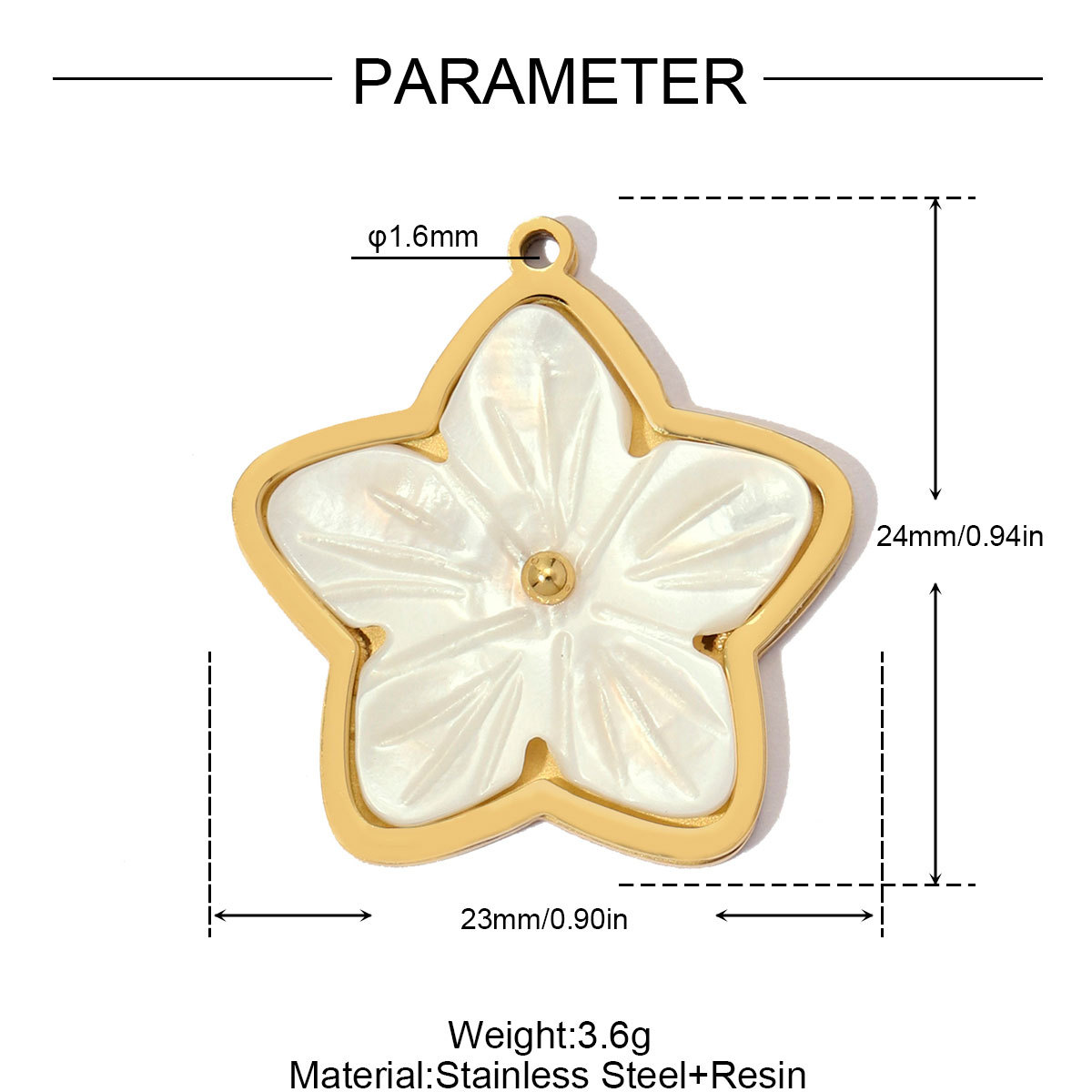 6pcs/pack Stainless Steel Relief Resin Sunflower Conch DIY Charm Love Heart Star Necklace Pendant Women Finger Jewelry Wholesale