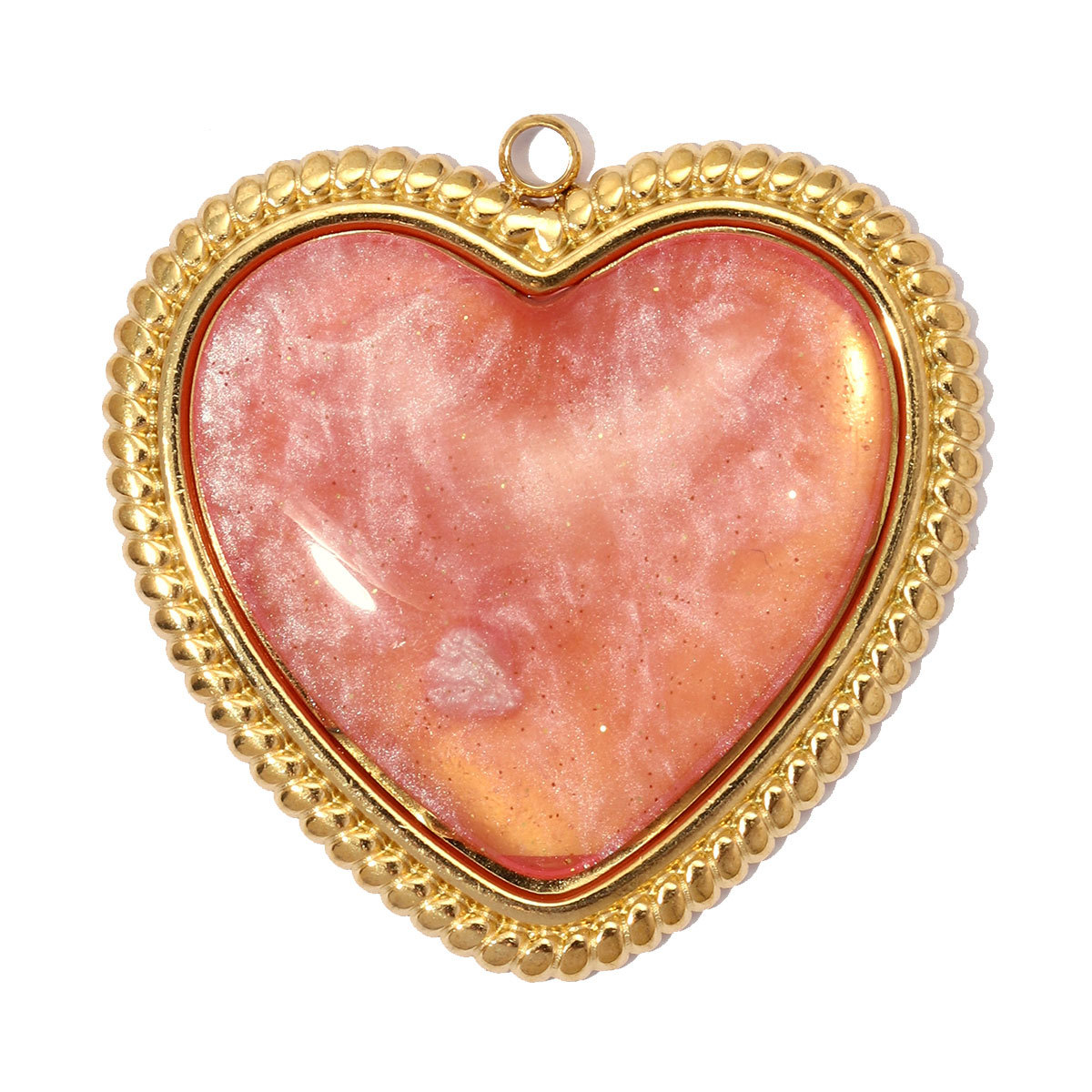 6pcs/pack Stainless Steel Resin Big Love Heart DIY Earring Charms Relief Rhinestone Sun Necklace Pendants Women Jewelry Wholesale