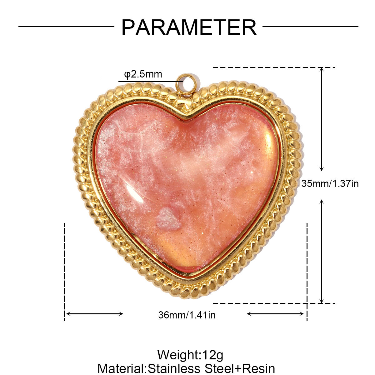6pcs/pack Stainless Steel Resin Big Love Heart DIY Earring Charms Relief Rhinestone Sun Necklace Pendants Women Jewelry Wholesale