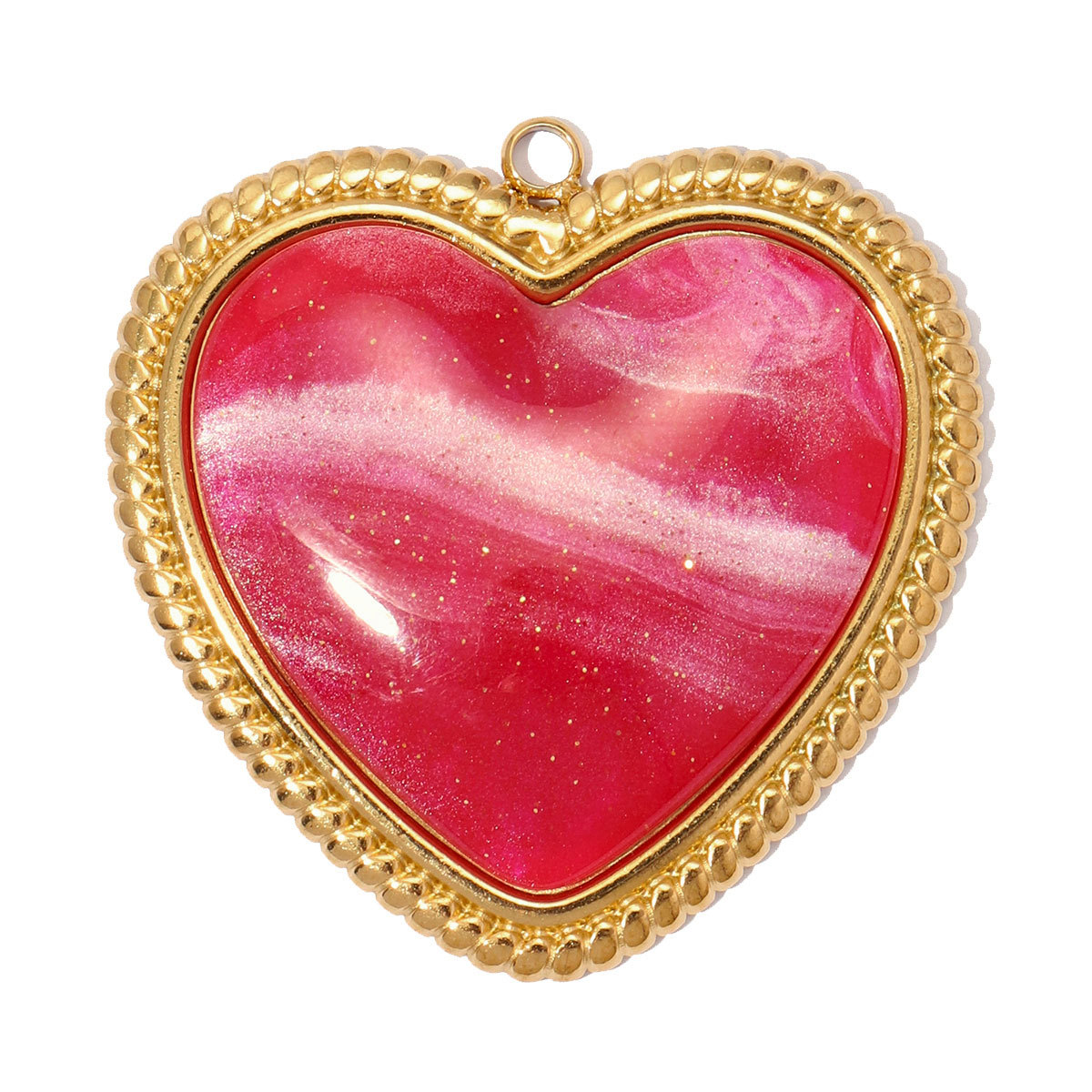 6pcs/pack Stainless Steel Resin Big Love Heart DIY Earring Charms Relief Rhinestone Sun Necklace Pendants Women Jewelry Wholesale