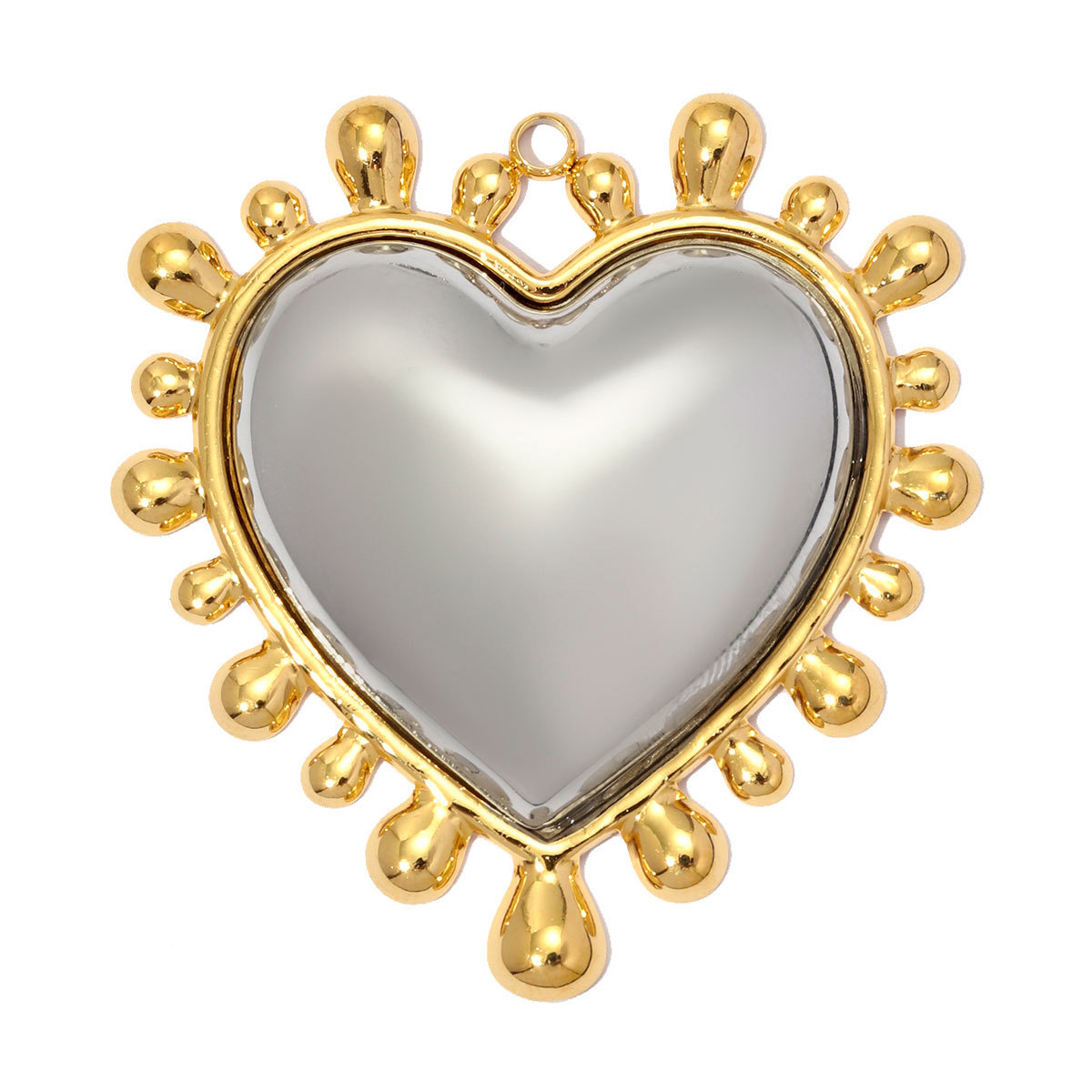 6pcs/pack Large Stainless Steel Love Heart DIY Earring Charms Enamel Flower Necklace Pendants Women Retro Jewelry Wholesale