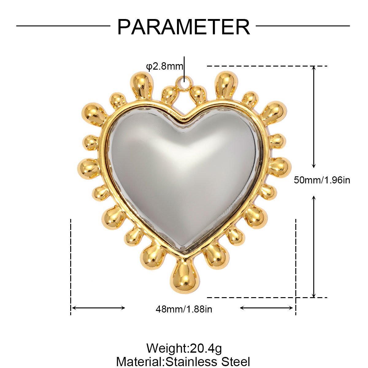 6pcs/pack Large Stainless Steel Love Heart DIY Earring Charms Enamel Flower Necklace Pendants Women Retro Jewelry Wholesale