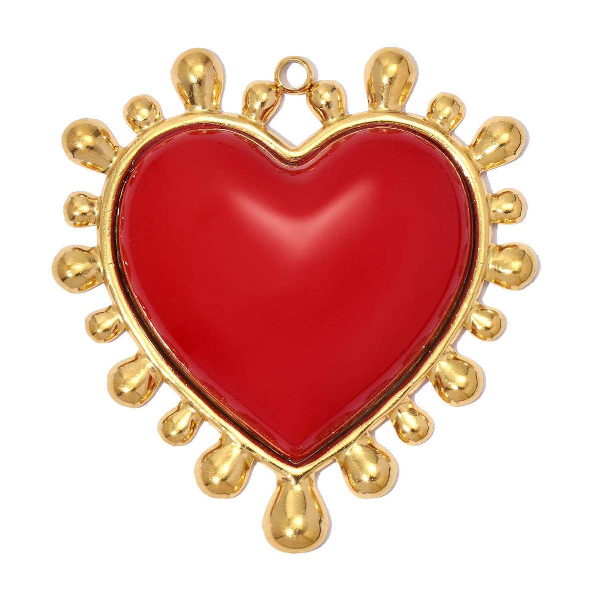 6pcs/pack Large Stainless Steel Love Heart DIY Earring Charms Enamel Flower Necklace Pendants Women Retro Jewelry Wholesale