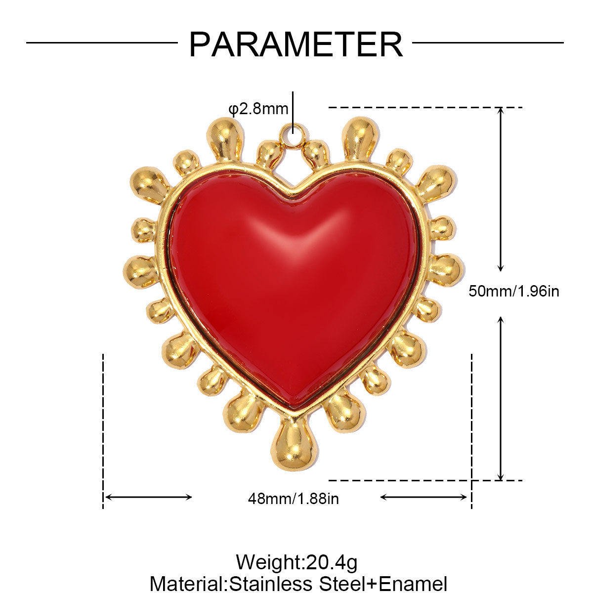 6pcs/pack Large Stainless Steel Love Heart DIY Earring Charms Enamel Flower Necklace Pendants Women Retro Jewelry Wholesale
