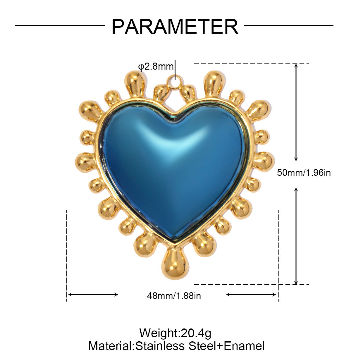 6pcs/pack Large Stainless Steel Love Heart DIY Earring Charms Enamel Flower Necklace Pendants Women Retro Jewelry Wholesale