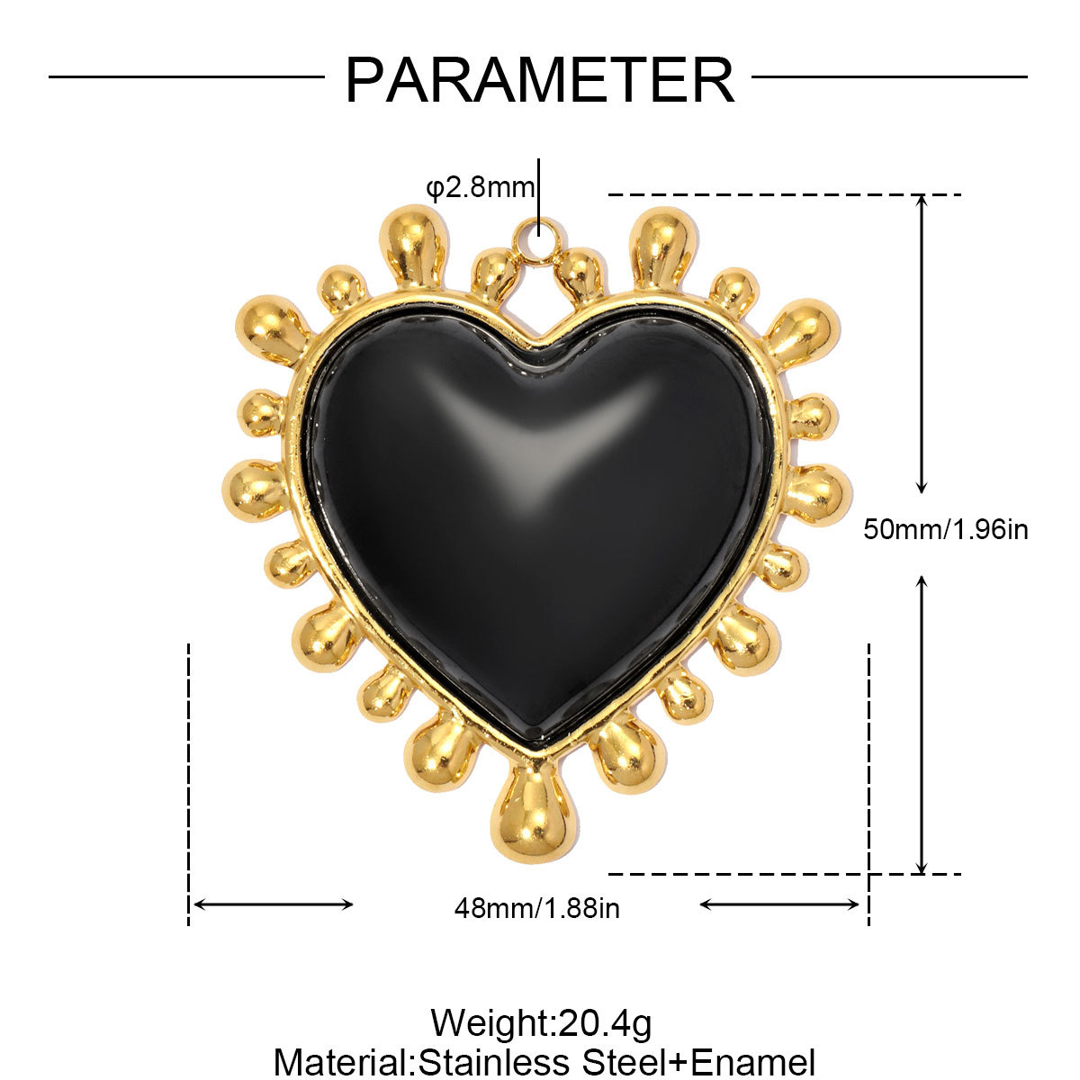 6pcs/pack Large Stainless Steel Love Heart DIY Earring Charms Enamel Flower Necklace Pendants Women Retro Jewelry Wholesale