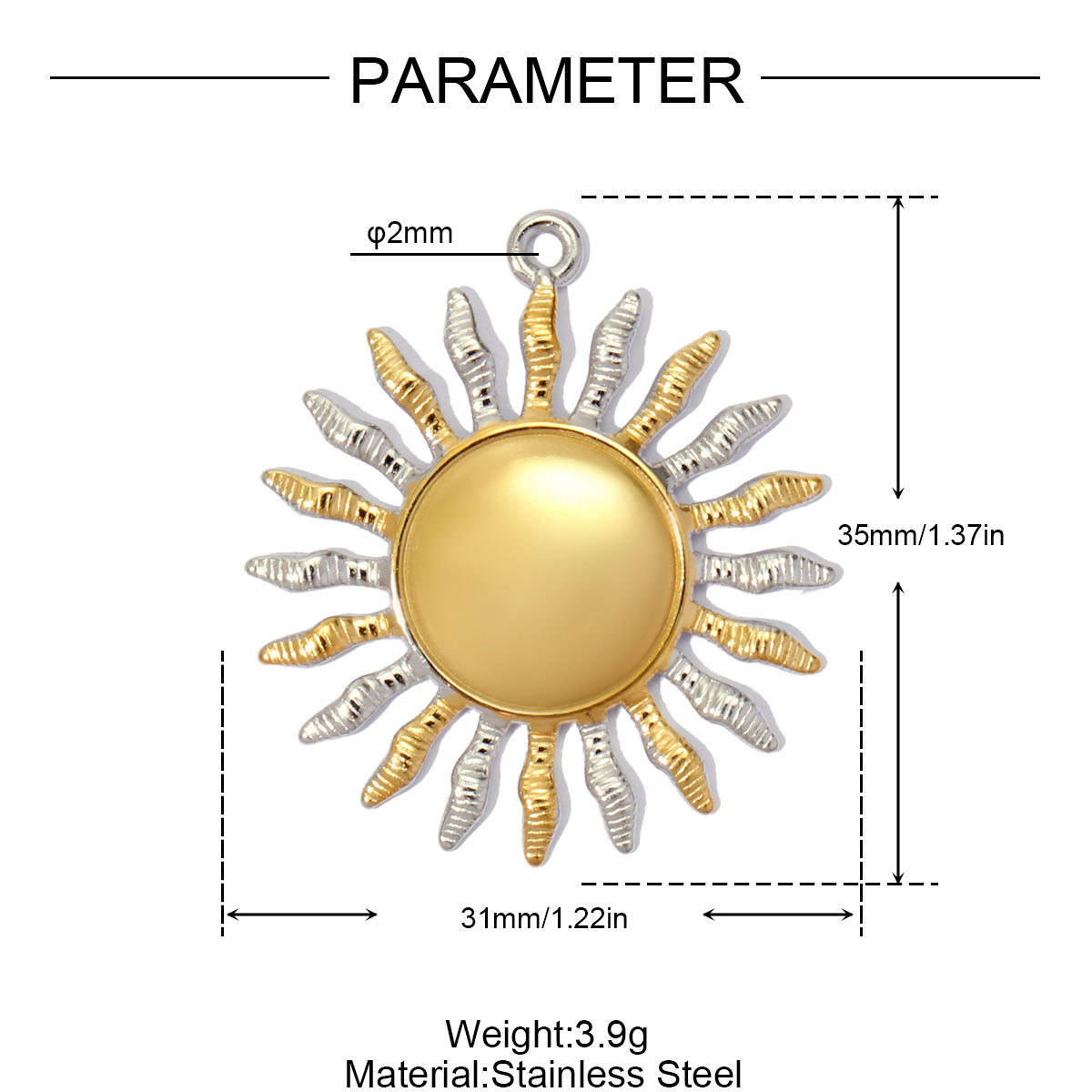 6pcs/pack Large Stainless Steel Tow Tine Sun FLower Moon DIY Earring Charm Heart Necklace Pendant Women Evil Eye Jewelry Wholesale