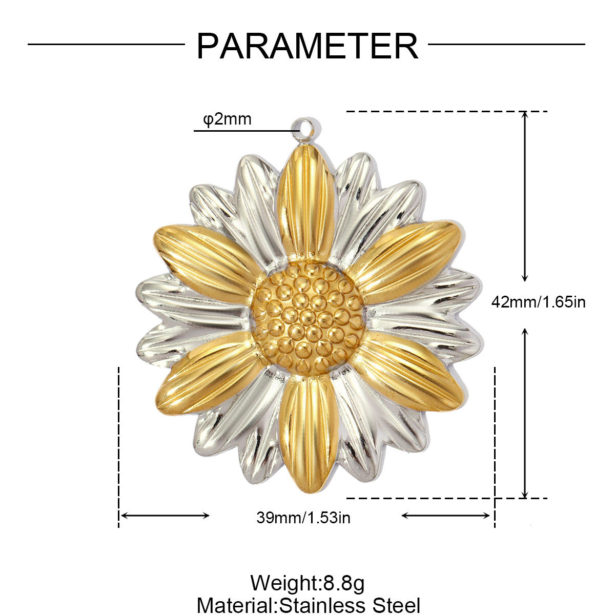 6pcs/pack Large Stainless Steel Tow Tine Sun FLower Moon DIY Earring Charm Heart Necklace Pendant Women Evil Eye Jewelry Wholesale