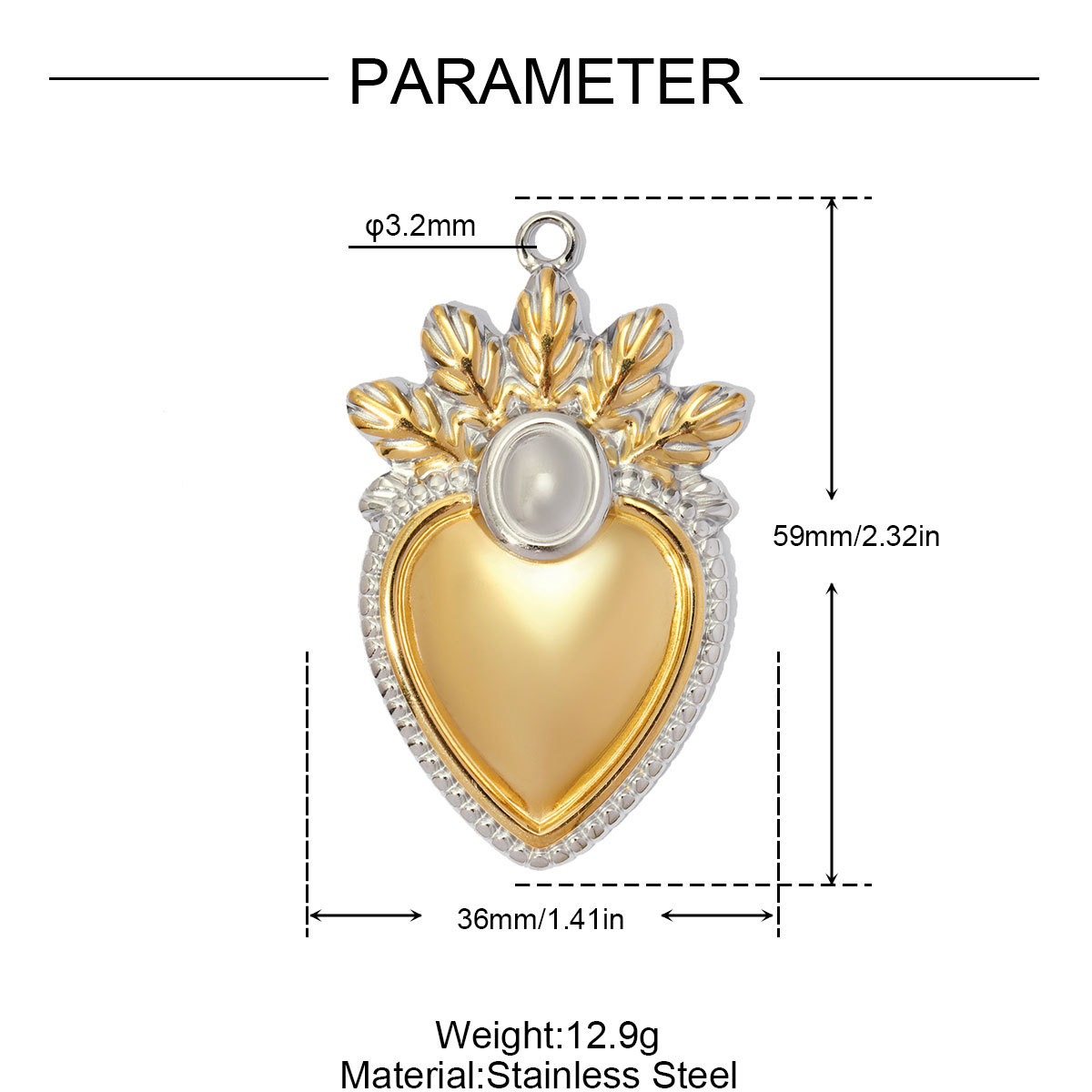 6pcs/pack Large Stainless Steel Tow Tine Sun FLower Moon DIY Earring Charm Heart Necklace Pendant Women Evil Eye Jewelry Wholesale