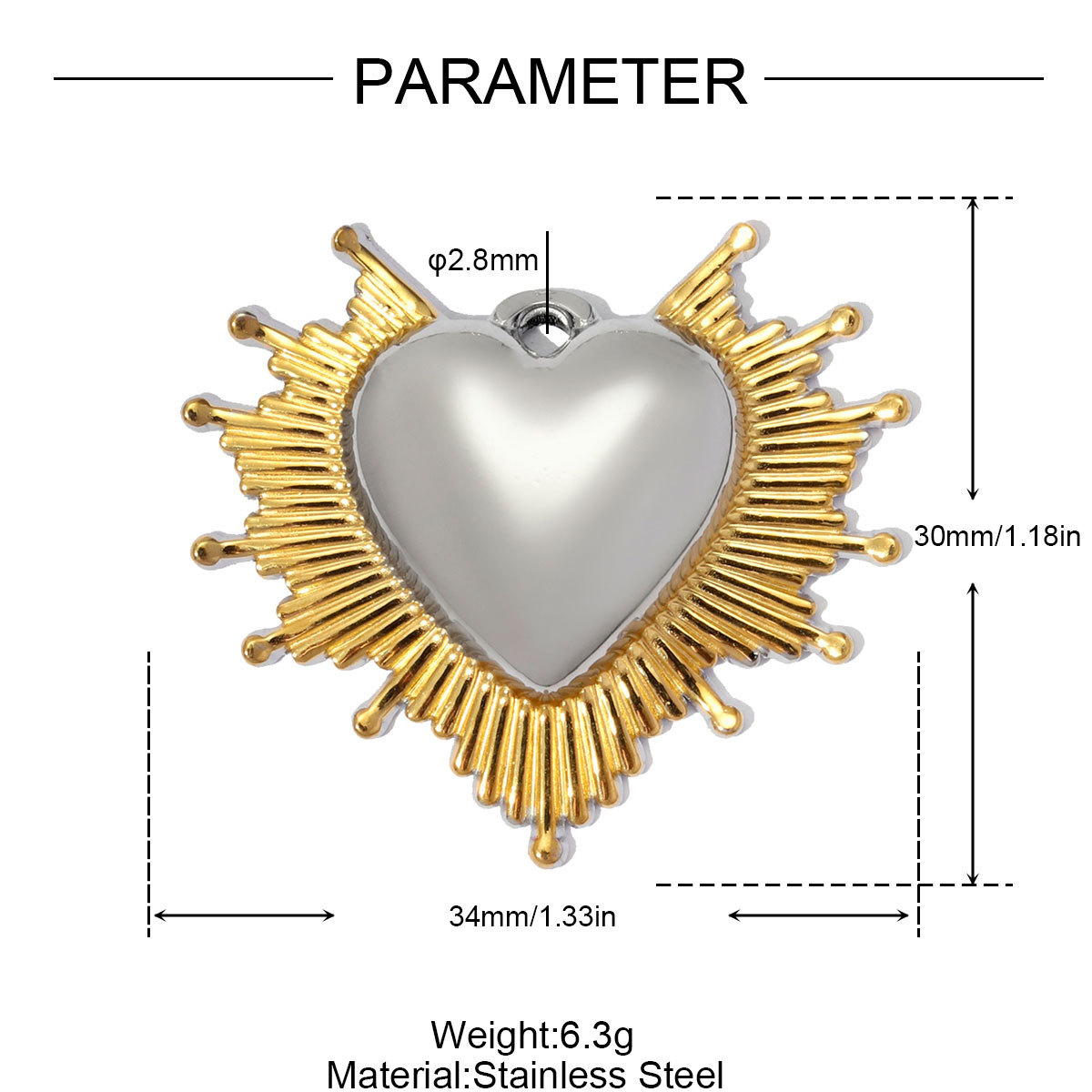 6pcs/pack Large Stainless Steel Tow Tine Sun FLower Moon DIY Earring Charm Heart Necklace Pendant Women Evil Eye Jewelry Wholesale