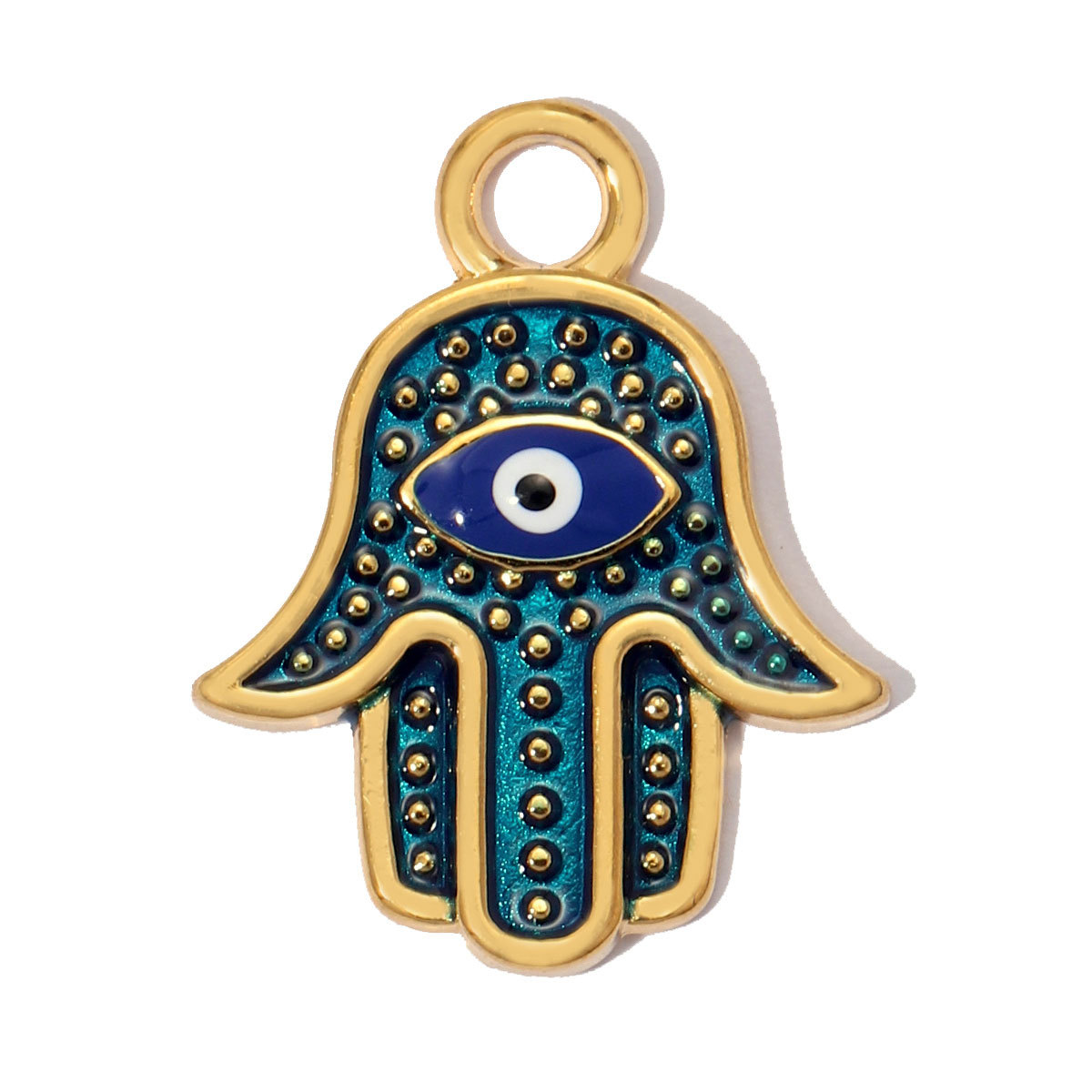 6pcs/pack Stainless Steel Enamel Hamsa Hand Evil Eye DIY Charms Love Heart Cross Necklace Pendants Women Wing Jewelry Wholesale
