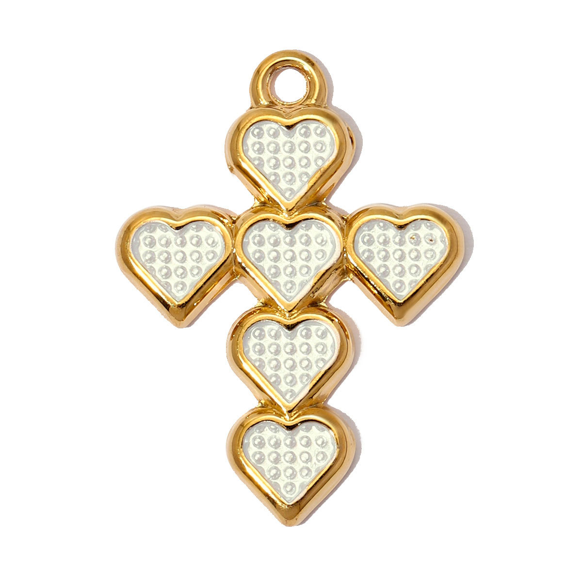 6pcs/pack Stainless Steel Enamel Hamsa Hand Evil Eye DIY Charms Love Heart Cross Necklace Pendants Women Wing Jewelry Wholesale