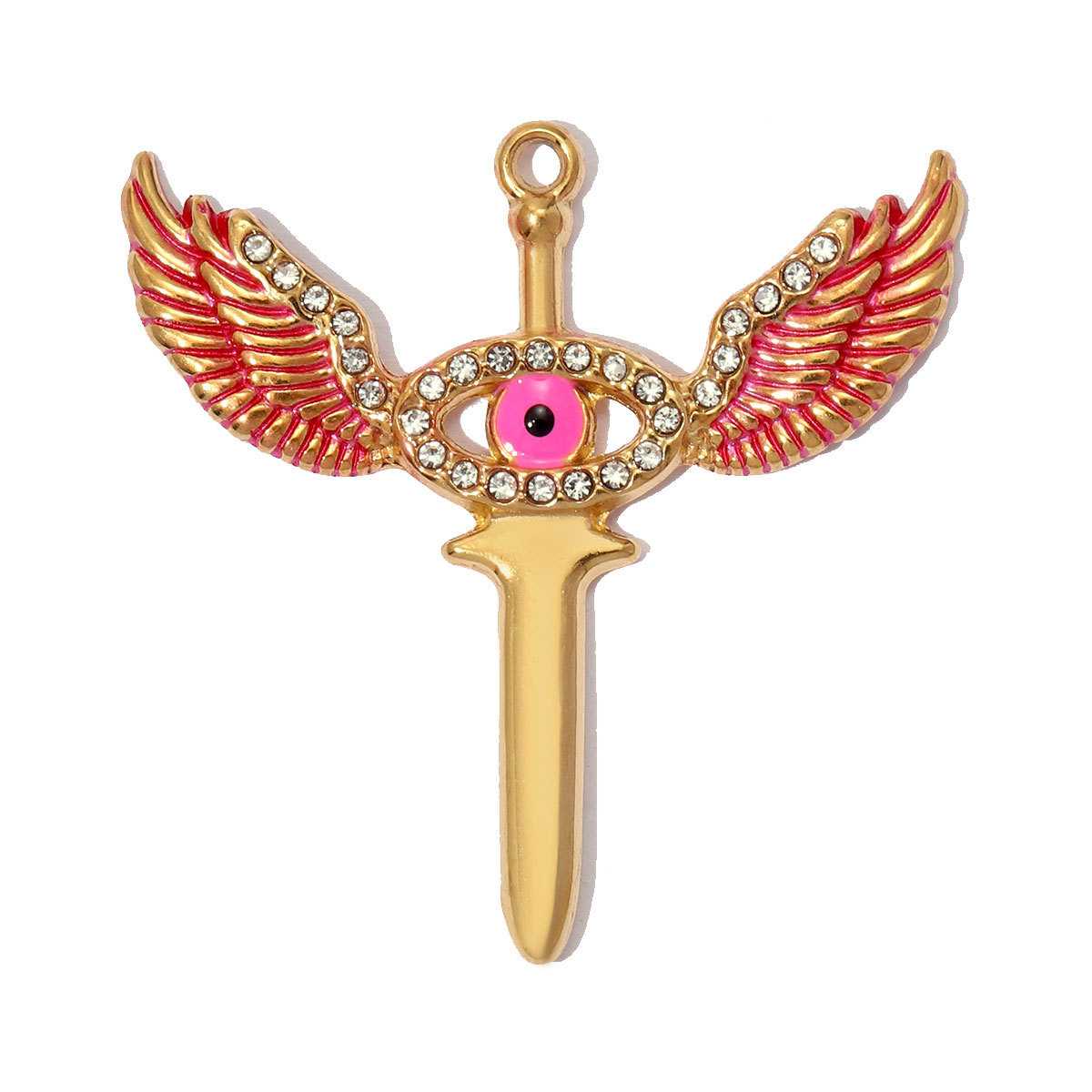 6pcs/pack Stainless Steel Enamel Hamsa Hand Evil Eye DIY Charms Love Heart Cross Necklace Pendants Women Wing Jewelry Wholesale