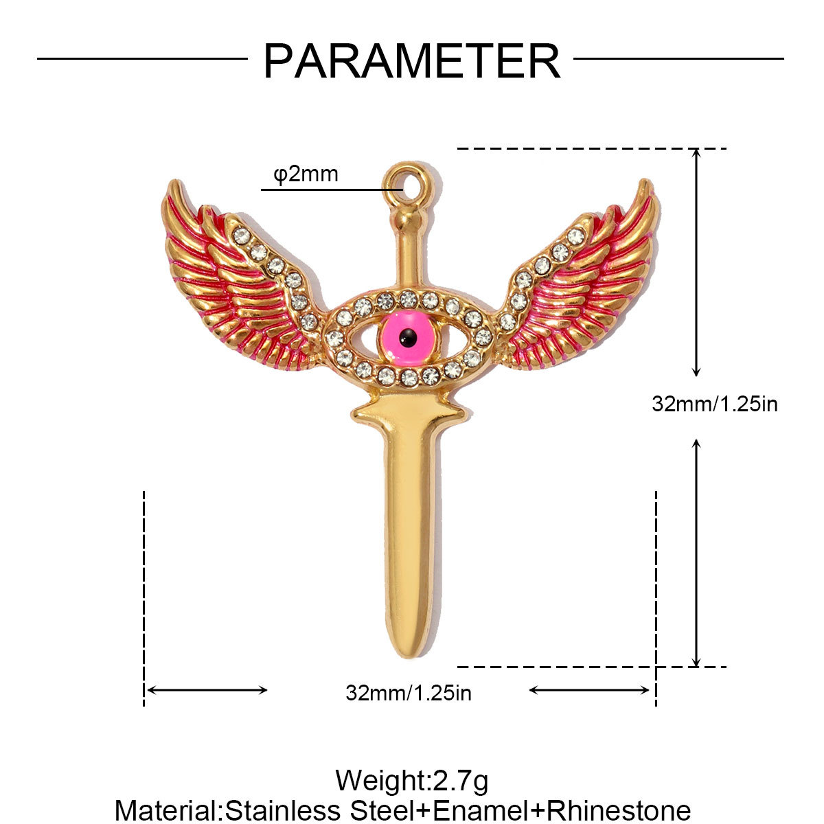 6pcs/pack Stainless Steel Enamel Hamsa Hand Evil Eye DIY Charms Love Heart Cross Necklace Pendants Women Wing Jewelry Wholesale