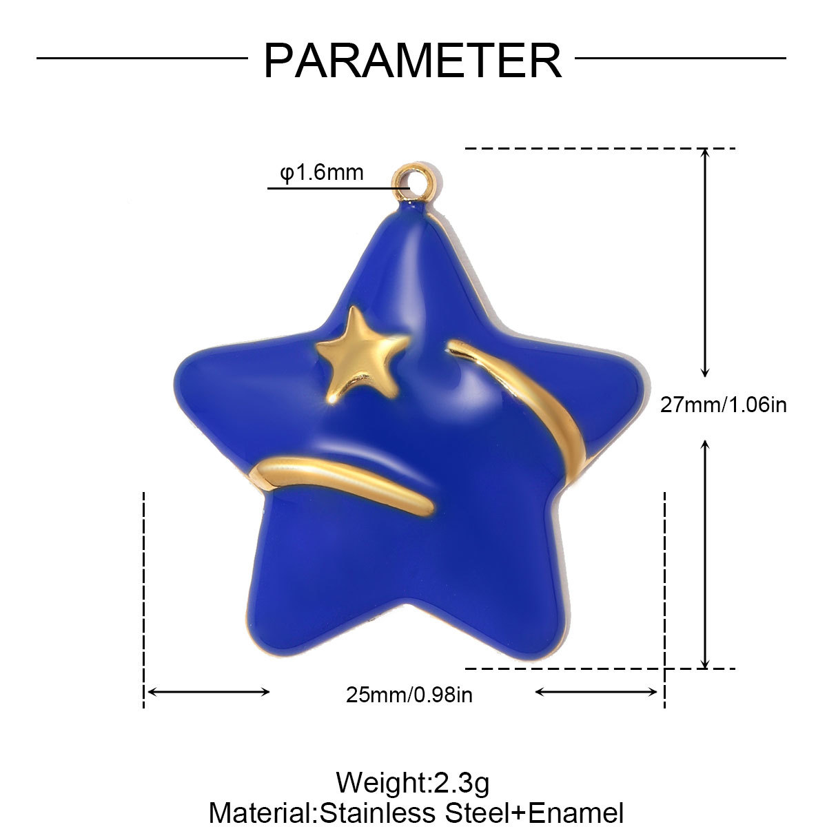 6pcs/pack Large Stainless Steel Enamel Star Angel Cross DIY Charms Heart Leaf Necklace Pendants Women Wing Jewelry Wholesale