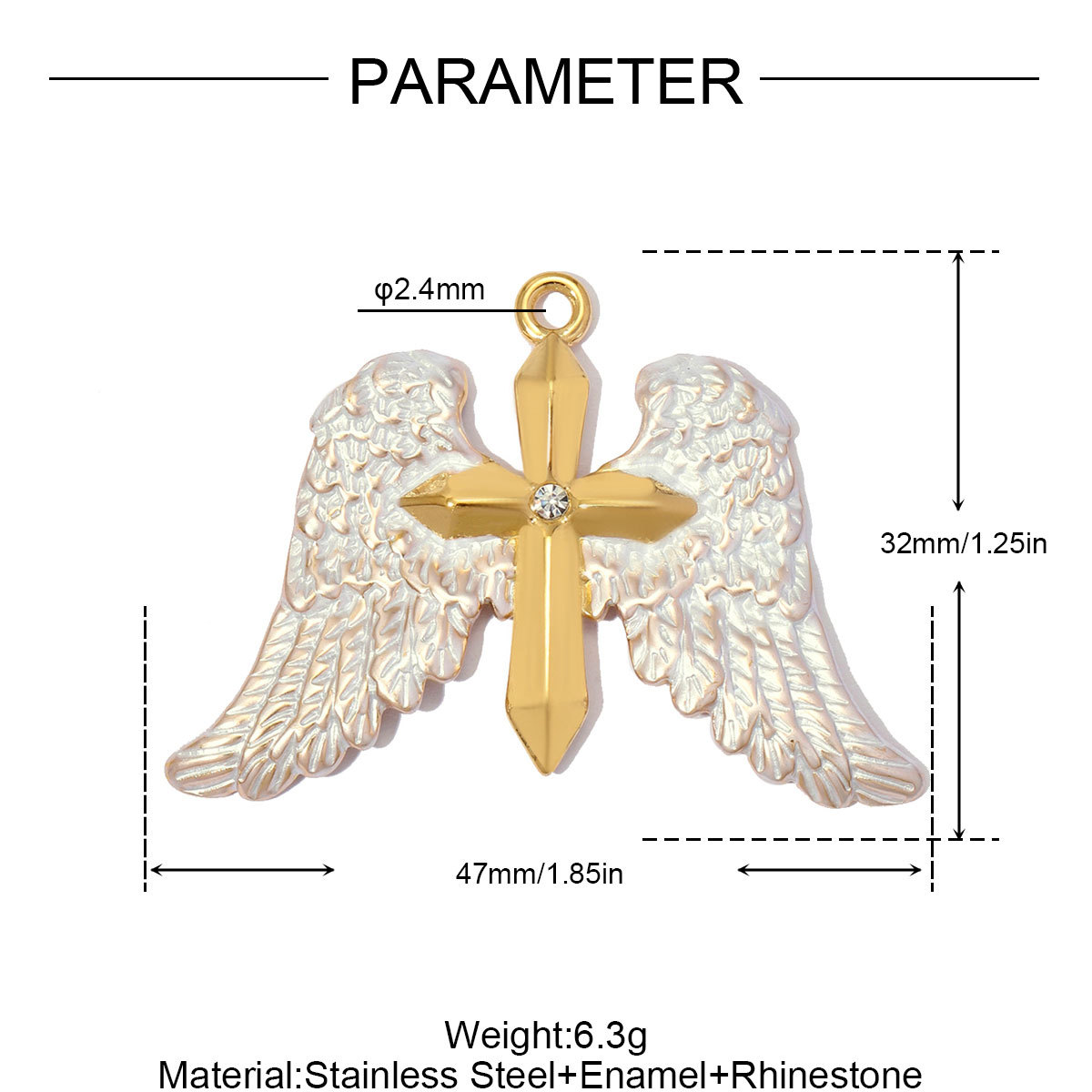 6pcs/pack Large Stainless Steel Enamel Star Angel Cross DIY Charms Heart Leaf Necklace Pendants Women Wing Jewelry Wholesale