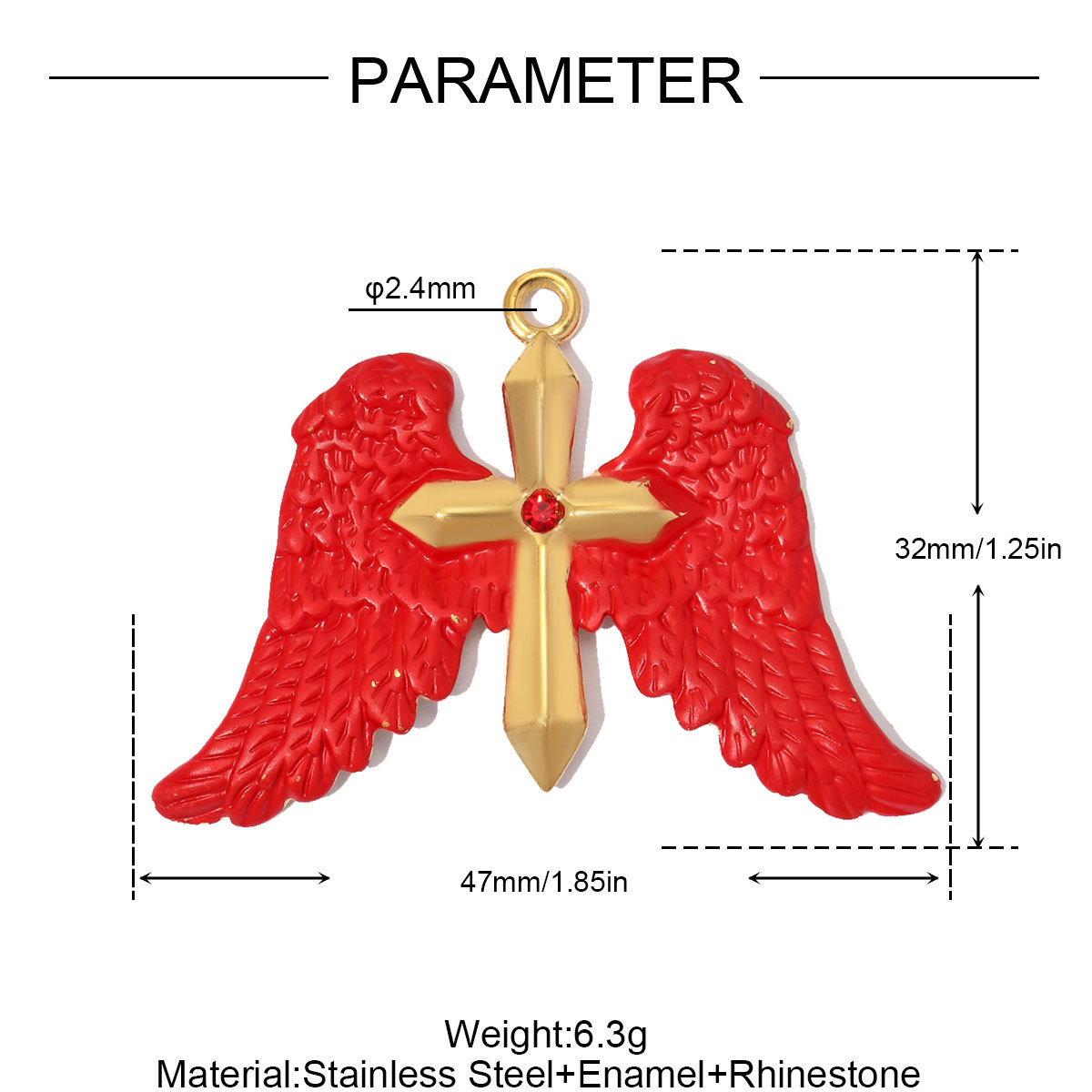 6pcs/pack Large Stainless Steel Enamel Star Angel Cross DIY Charms Heart Leaf Necklace Pendants Women Wing Jewelry Wholesale